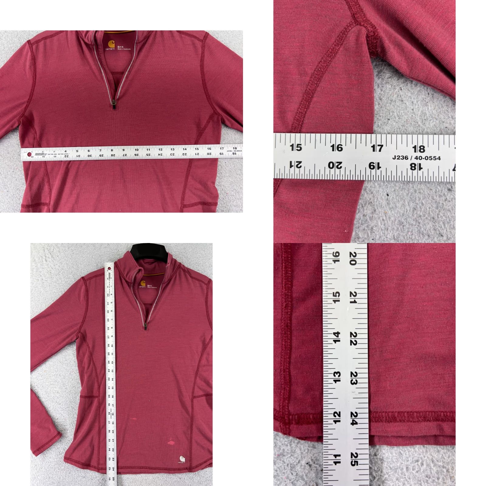 Carhartt VINTAGE Carhartt Shirt Womens Small Red 1/4 Zip Long Sleeve Polyester Blend Force READ Size S / US 4 / IT 40 - 8 Thumbnail