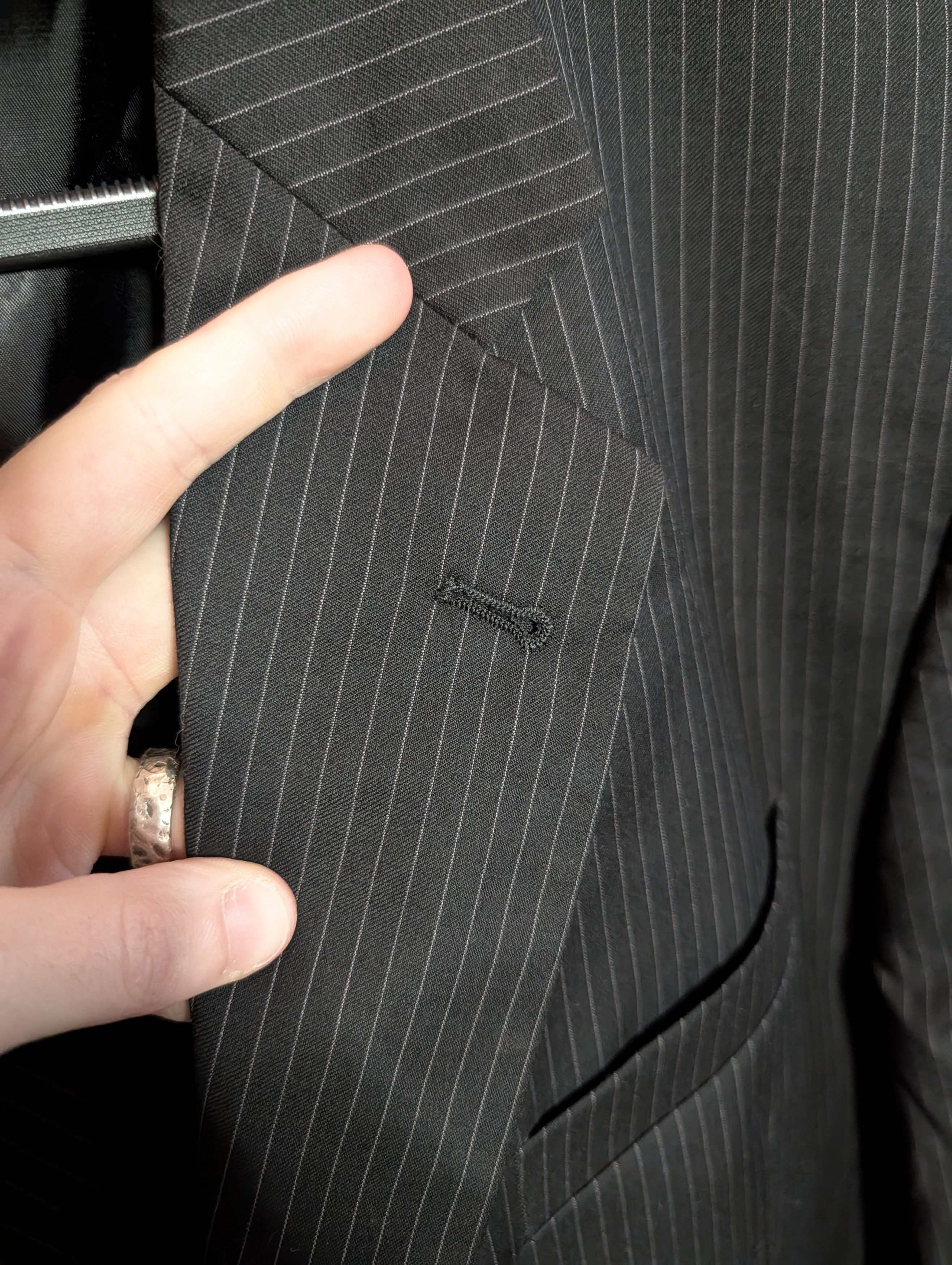 Loro Piana Super 120s Wool Black Pinstriped Joseph Abboud Jacket Size 46R - 3 Thumbnail