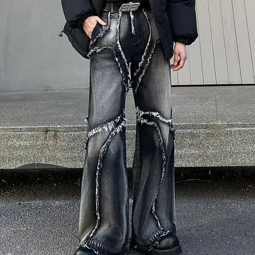 VIBE Baggy Embroidered Stacked Flare Denim Jeans, Opium Jeans Size US 32 / EU 48 - 4 Thumbnail