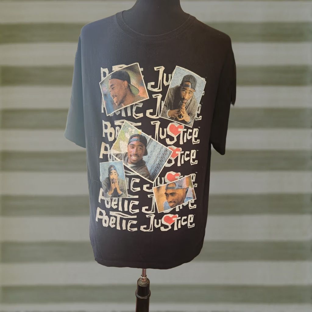 Vintage Poetic Justice T-Shirt 90s Movie Tupac Heart Camera Pics XL Adult Black Cotton Crew Neck Short Sleeve Mens Size XL Size US XL / EU 56 / 4 - 1 Thumbnail