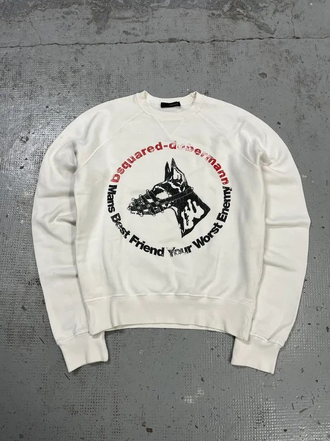 Dsquared2 AW2007 Dsquared2 Doberman Print White Crewneck Sweatshirt Size US M / EU 48-50 / 2 - 4 Thumbnail