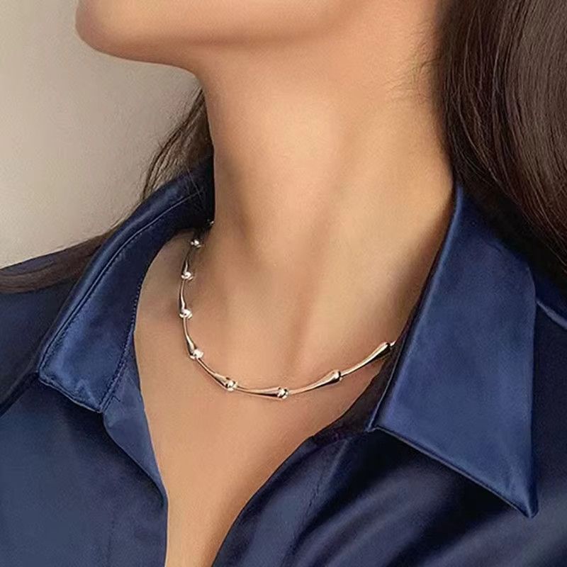 Jewelry Minimalist Bamboo Clavicle Chain Necklace Size ONE SIZE - 5 Thumbnail