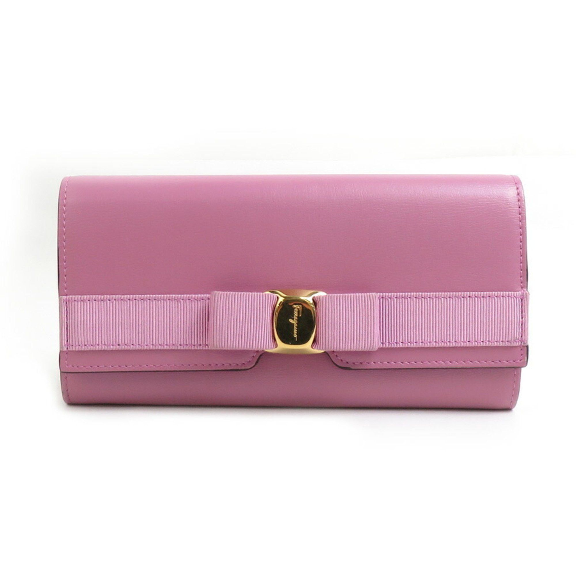 Salvatore Ferragamo Salvatore Ferragamo Long Wallet Vara Ribbon Leather Purple Women's h30981a Size ONE SIZE - 1 Thumbnail