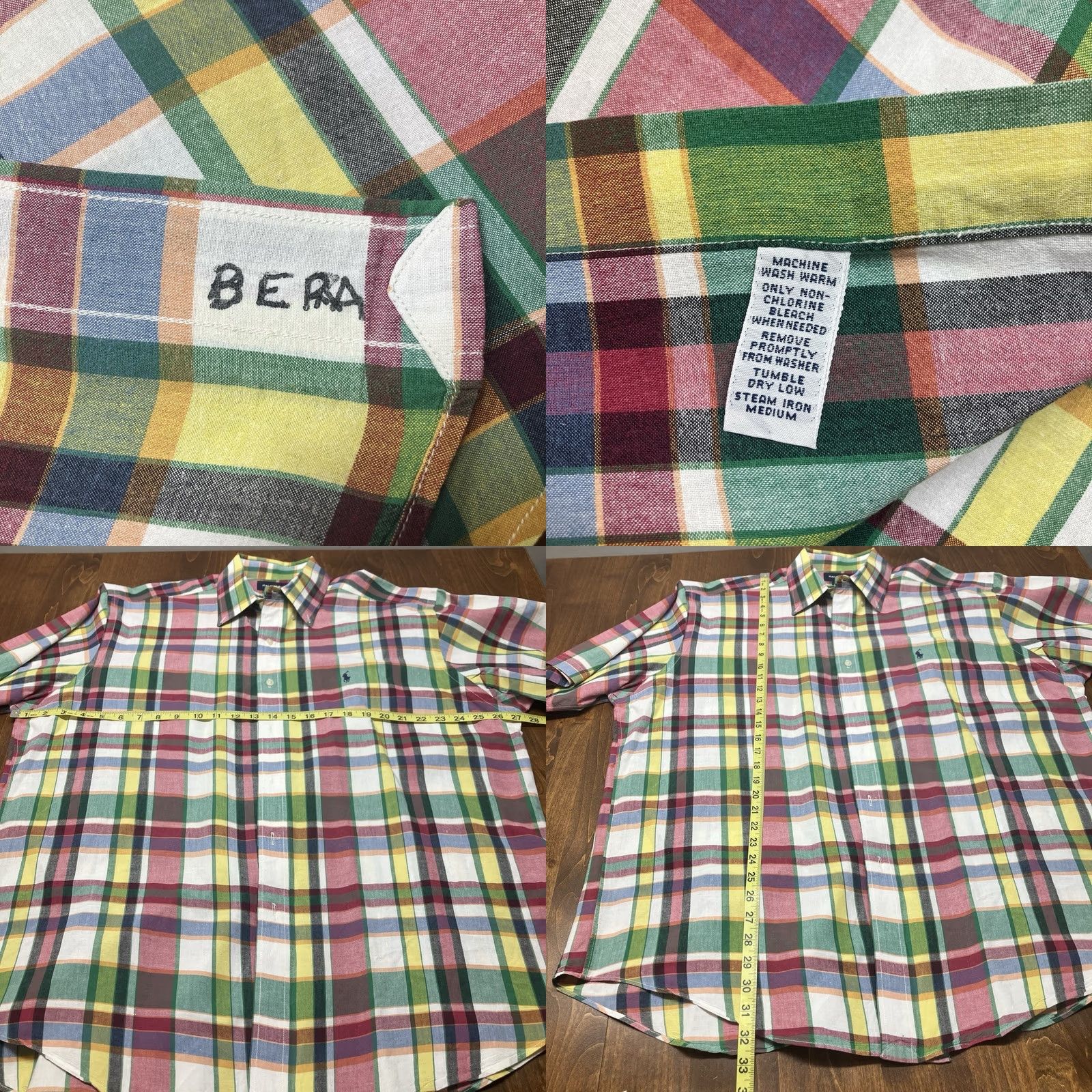 Ralph Lauren VINTAGE Ralph Lauren Golf Shirt White Green Plaid Button-Up Short Sleeve XL Mens Regular Button-Down Collared 90s Classic Preppy Golf Theme Size US XL / EU 56 / 4 - 8 Thumbnail