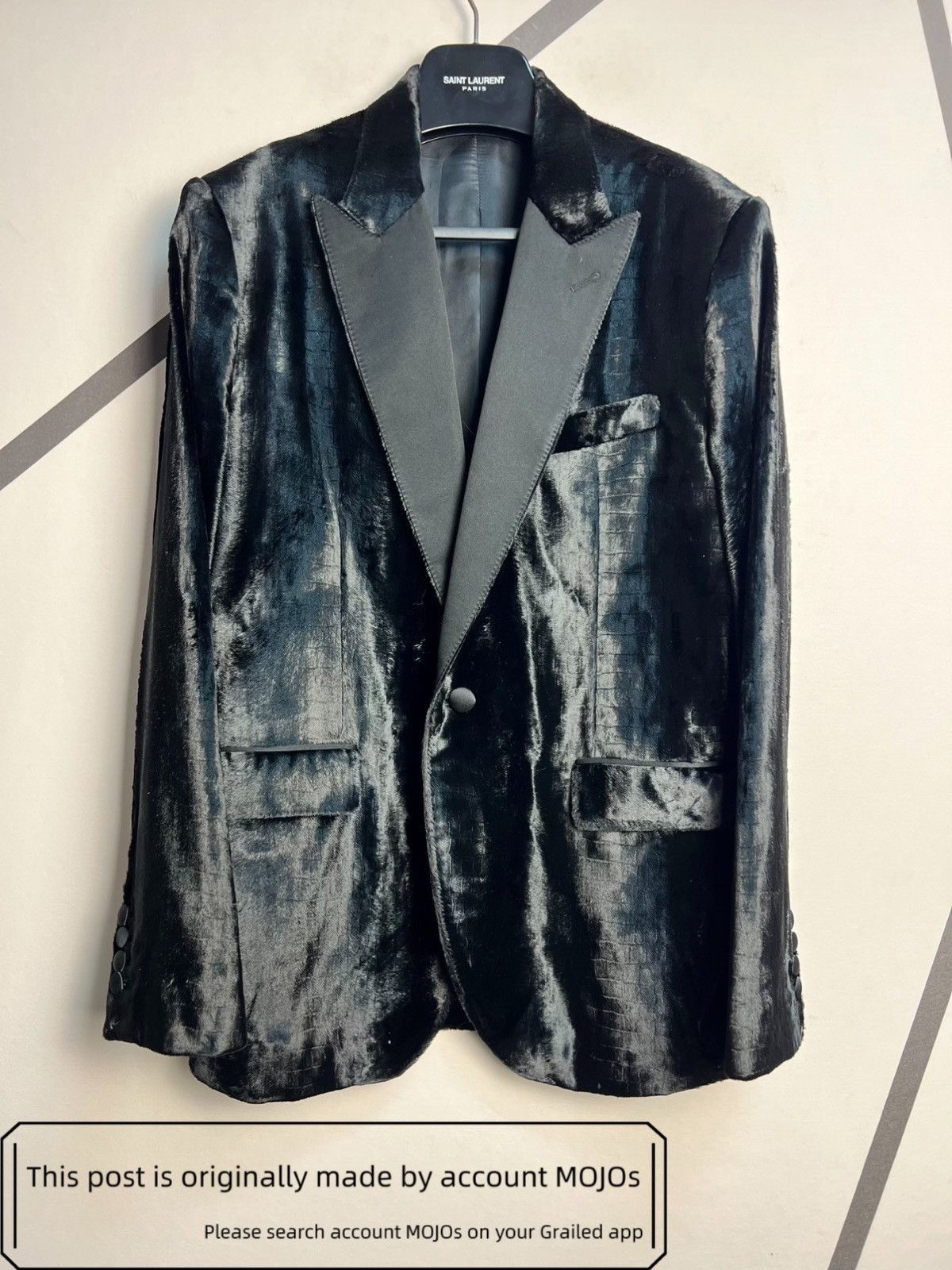 Celine Sz 48 Celine 19AW Alligator Pattern Velvet Blazer mojos14592 Size US M / EU 48-50 / 2 - 1 Thumbnail