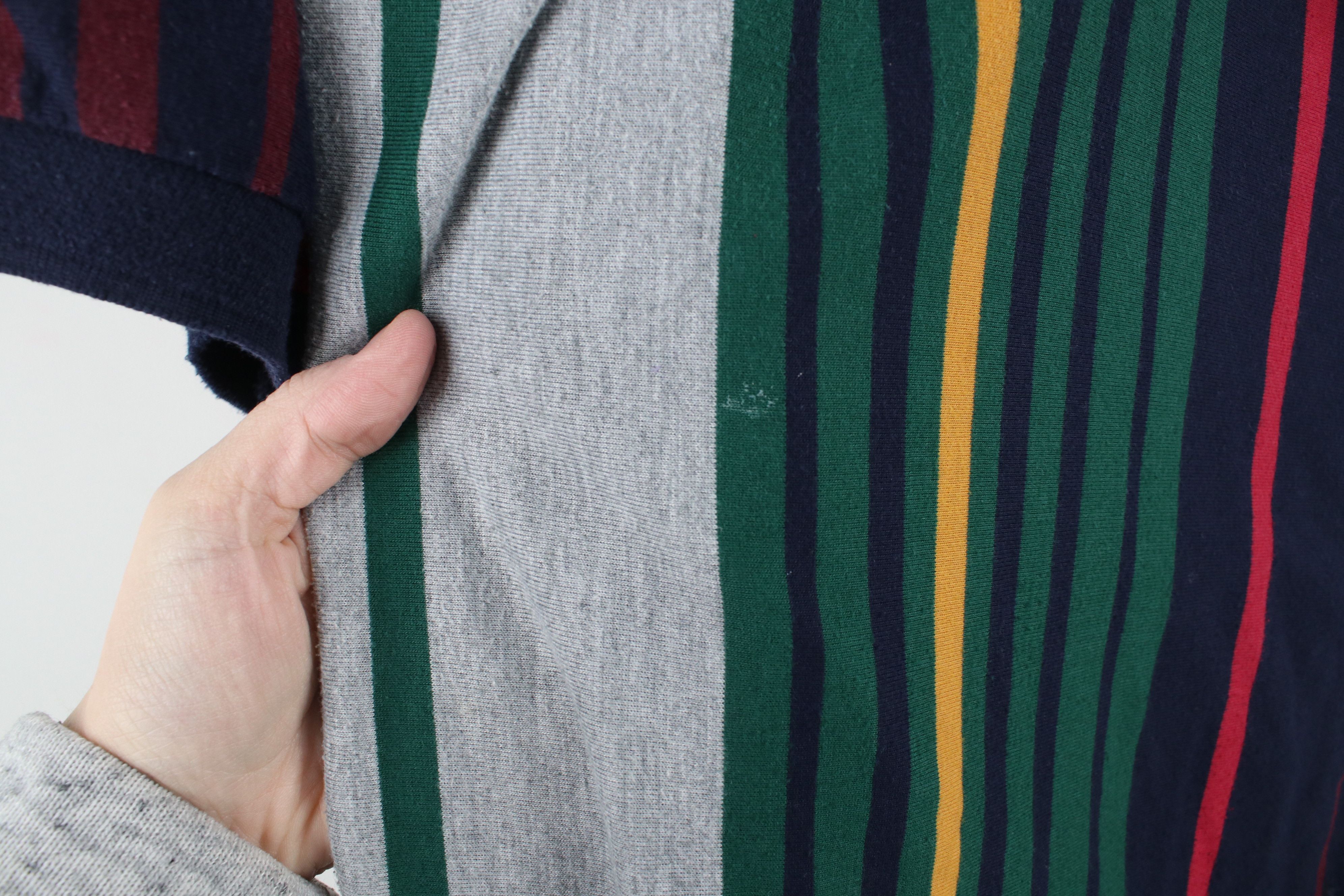 Vintage Vintage 90s Streetwear Rainbow Striped Knit Golf Polo Shirt Size US L / EU 52-54 / 3 - 5 Thumbnail