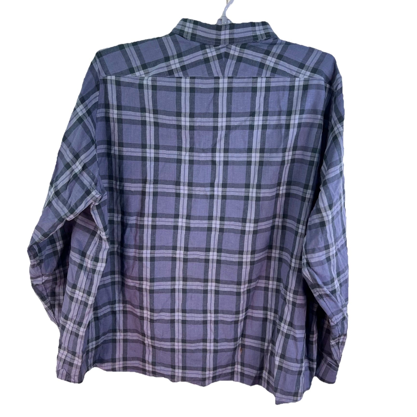 CLOT Proper Cloth Shirt 4XL Adult Blue Plaid Linen Blend Button-Up Shirt Mens Size US XXL / EU 58 / 5 - 6 Thumbnail