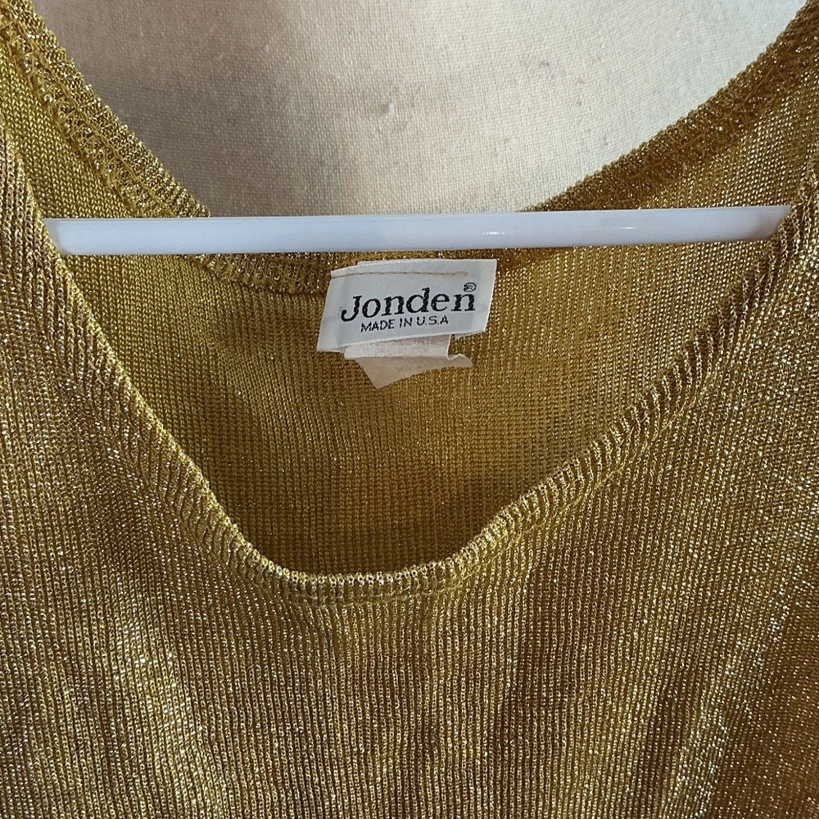 Other Jonden Gold Metallic Tank Top –Made in USA Shimmer Knit XS/S Size XS / US 0-2 / IT 36-38 - 2 Thumbnail