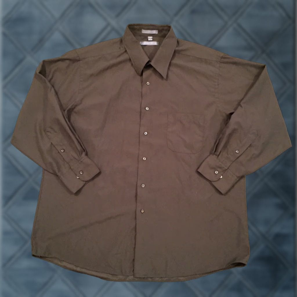 Geoffrey Beene Geoffrey Beene Shirt Mens 17.5 Green Microfiber Long Sleeve Button Up Size US XXL / EU 58 / 5 - 1 Thumbnail