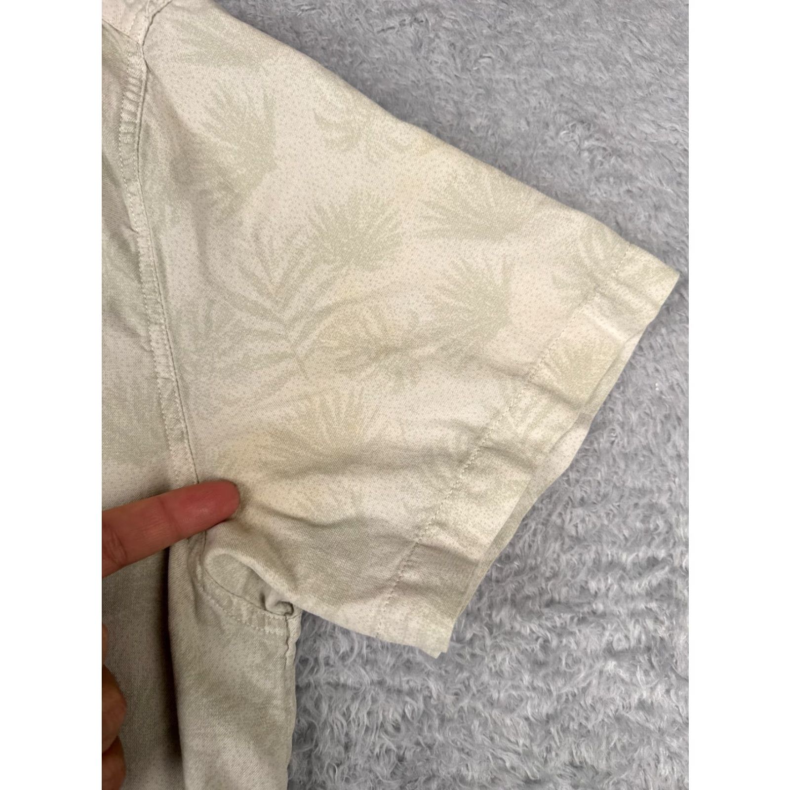 Nat Nast Nat Nast Mens Button-Up Hawaiian Shirt XL Beige Silk Cotton Blend Floral Palm Leaf Printed Hawaiian Adults Mens Size US XL / EU 56 / 4 - 7 Thumbnail