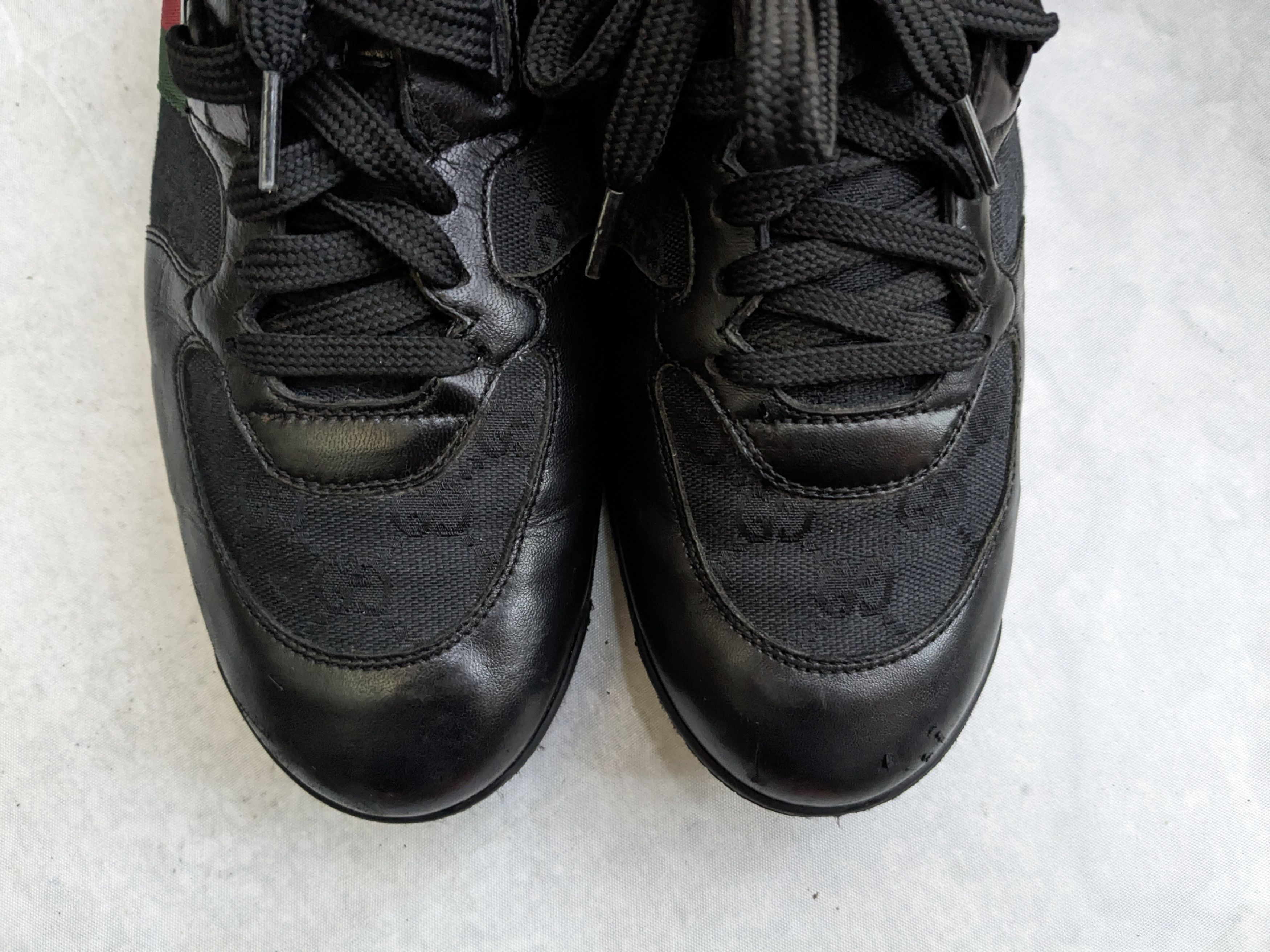 Gucci Gucci Sneakers Black 9.5 Web Leather Low Tops Size US 9.5 / EU 42-43 - 5 Thumbnail