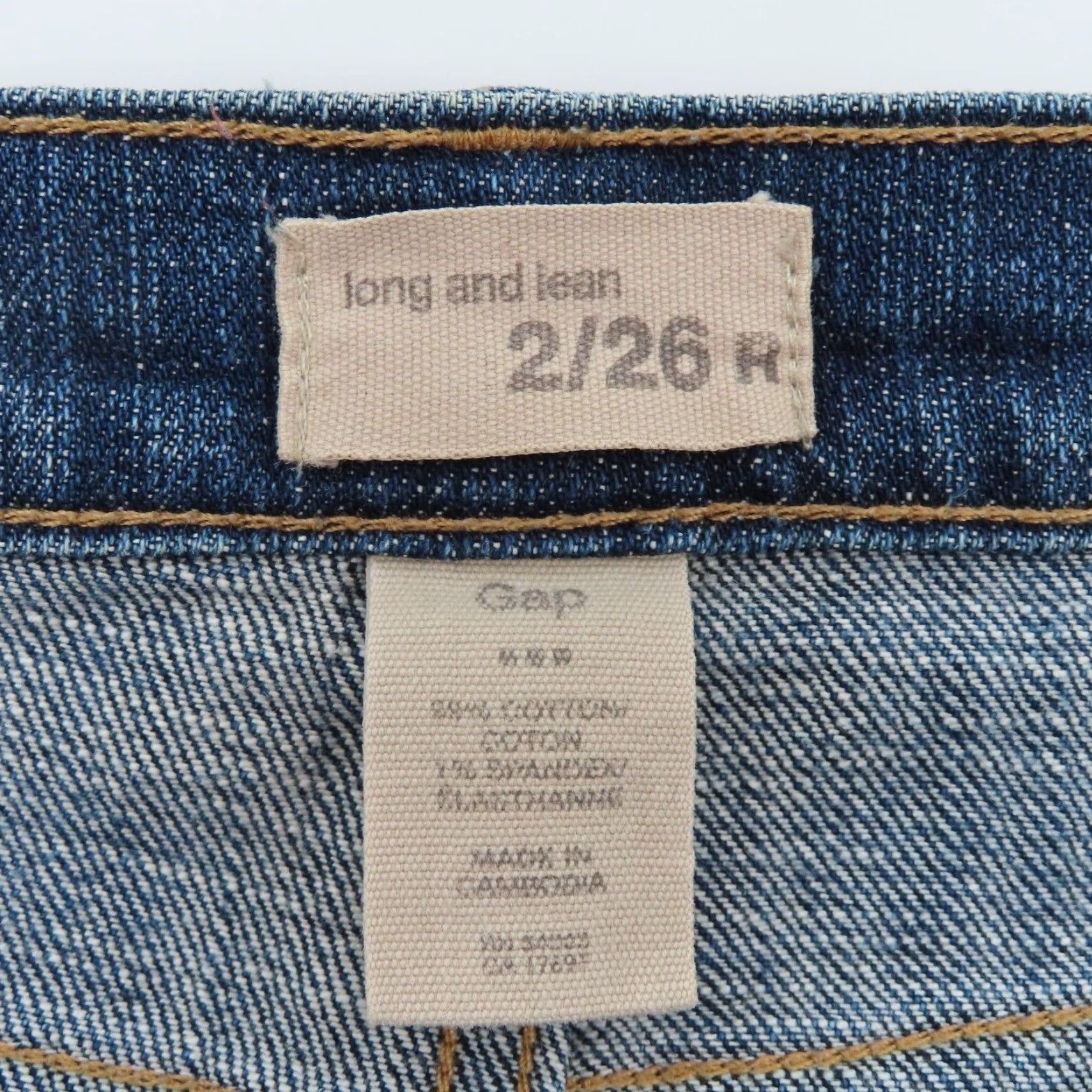 Gap Gap Womens Jeans 2/26 Long and Lean Blue Denim Cotton Blend Orange Stitching 5-Pocket Straight Regular Size 2/26 Womens Jeans Vintage No Size 26" / US 2 / IT 38 - 7 Thumbnail