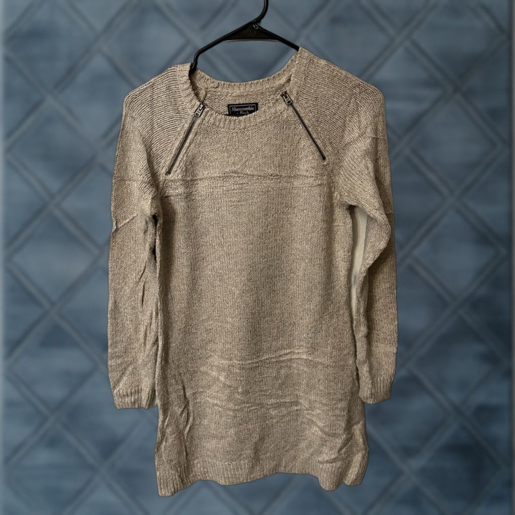 Abercrombie & Fitch Abercrombie & Fitch Sweater Dress Zipper Accents Women’s Size PXS Beige Casual Knit Pullover Crew Neck Long Sleeve Zip Size XS / US 0-2 / IT 36-38 - 1 Thumbnail