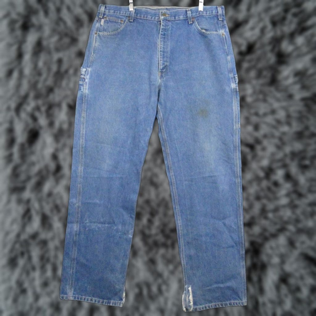 Carhartt Carhartt Jeans Men 40x33 Relaxed Fit Blue Work Hammer Loop Denim Cargo Pockets Jeans Utility 40 in Size US 40 / EU 56 - 1 Thumbnail