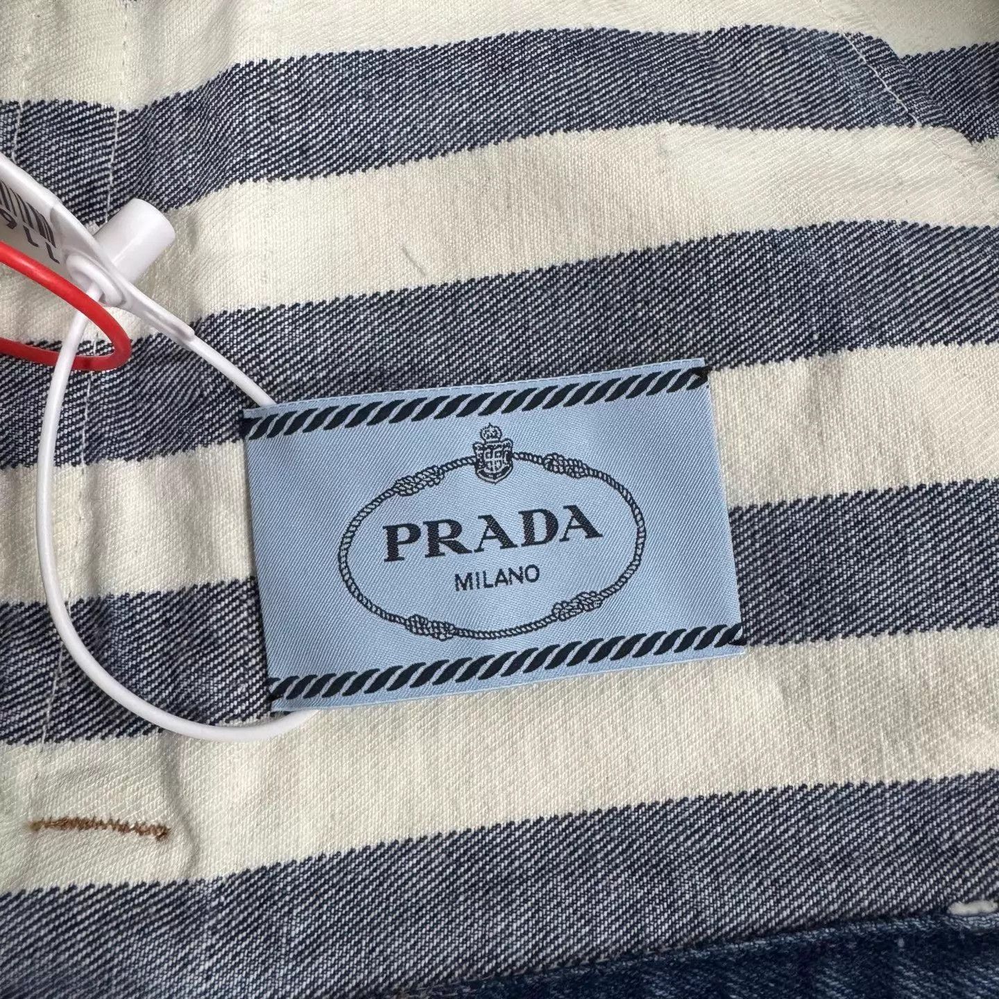 Prada Prada Blue-White Stripe Triangle Logo Short Jacket Size XS / US 0-2 / IT 36-38 - 5 Thumbnail