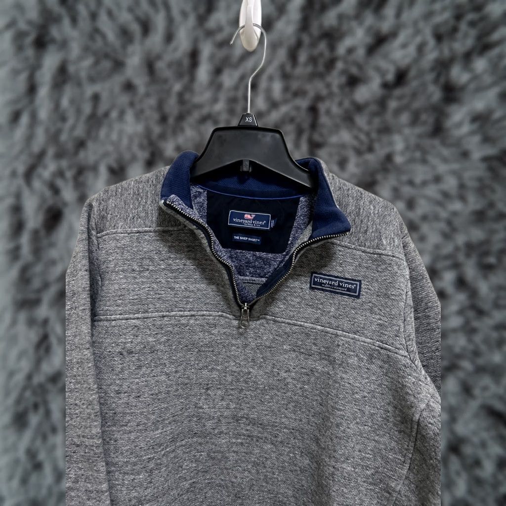 Vineyard Vines Vineyard Vines The Shep Shirt Sweater 1/4 Zip Pullover Womens Medium Gray Blue Knit Pullover Shirt Sweatshirt Size M / US 6-8 / IT 42-44 - 1 Thumbnail