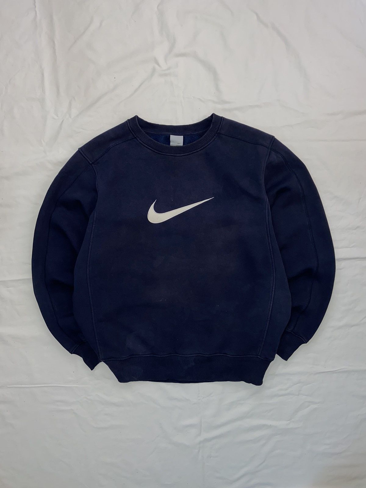VINTAGE NIKE Y2K SWEATSHIRT BIG SWOOSH CENTR LOGO DRIP DRILL