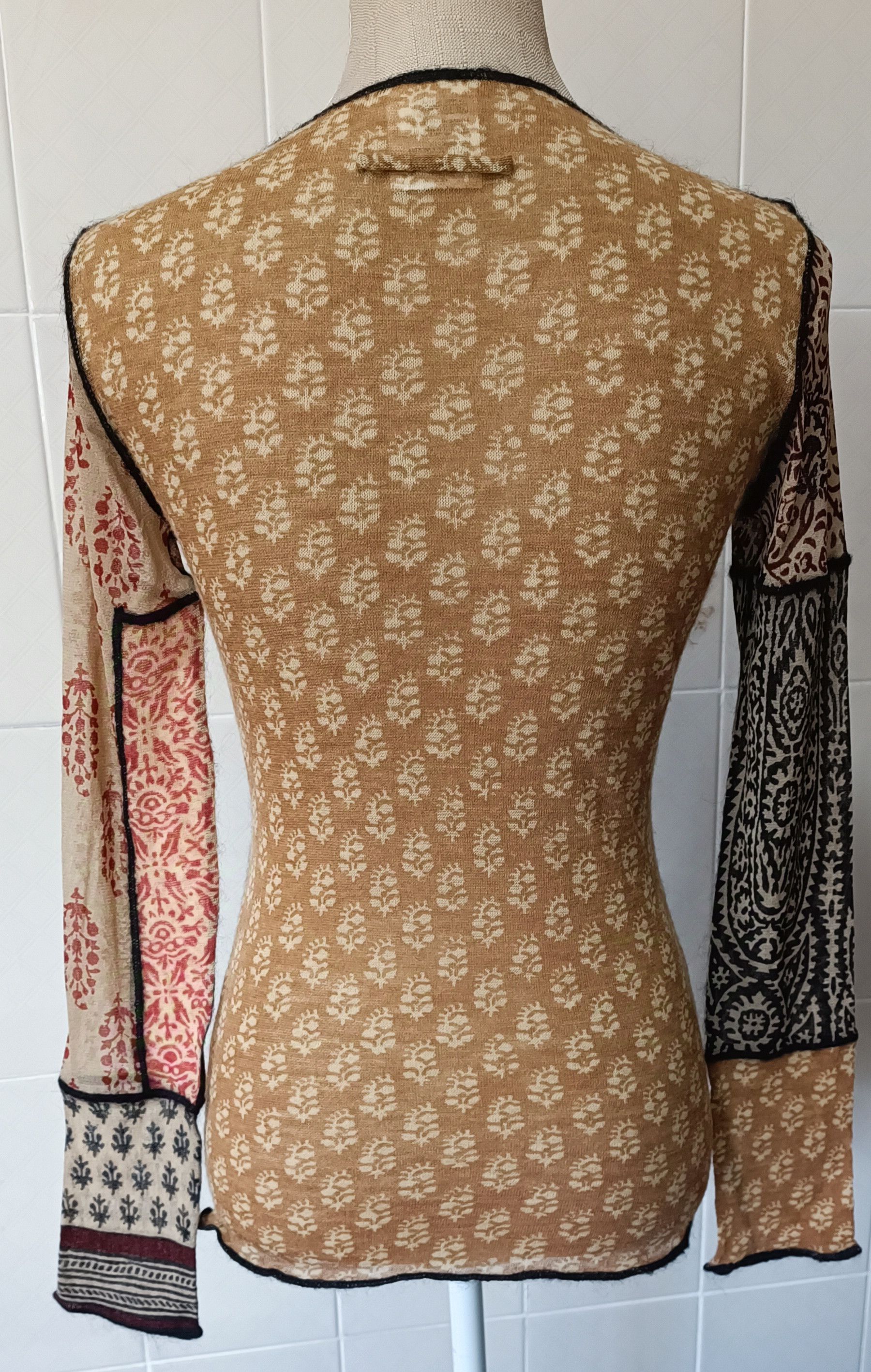Jean Paul Gaultier FW2000/01- Bi-material top - tribal and floral - Patchwork Size S / US 4 / IT 40 - 6 Thumbnail