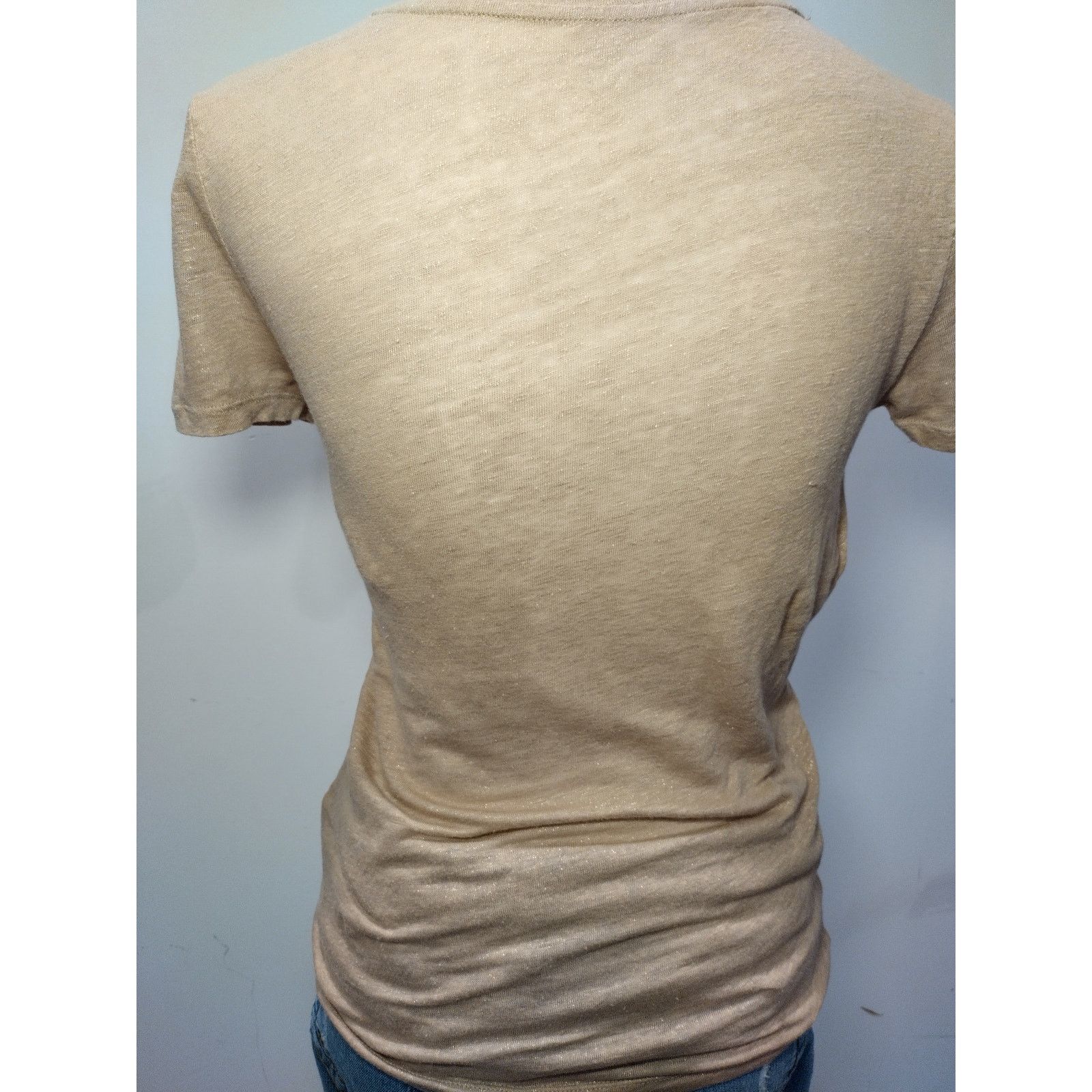 J.Crew J. Crew Womens 100% Linen T-Shirt Short Sleeve V-Neck Patch Size XS / US 0-2 / IT 36-38 - 2 Thumbnail
