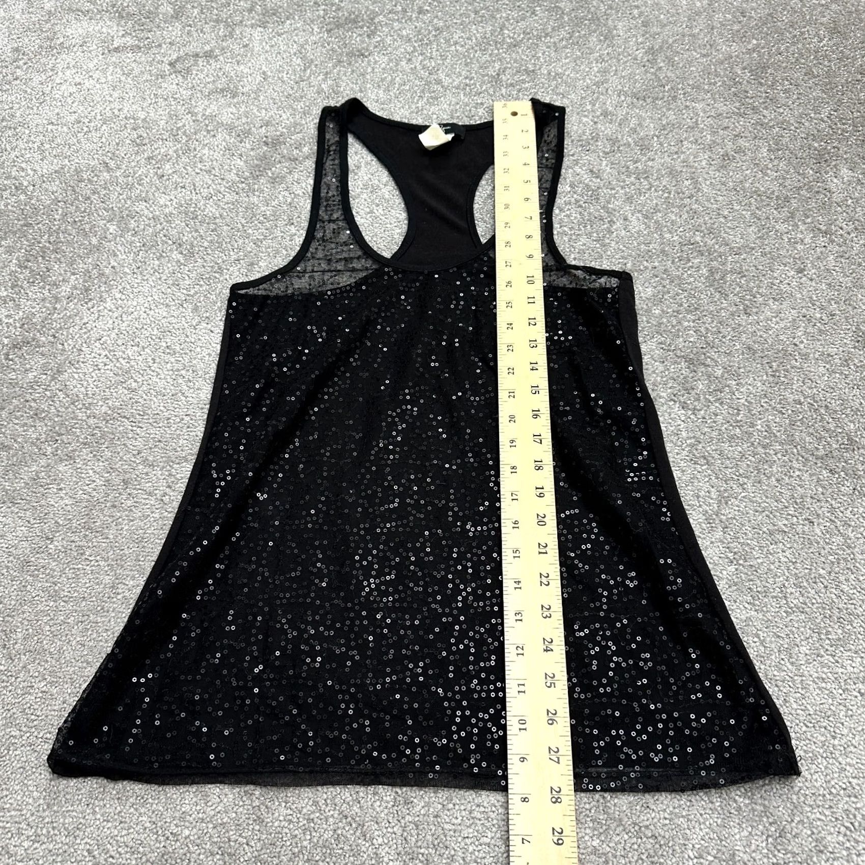 AQUA Aqua Black Sequin Sheer Tank Top Womens Small Racerback Casual Size S / US 4 / IT 40 - 7 Thumbnail