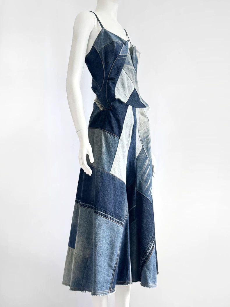 white christmas dresses Wool Double-Face Sheath Dress in Zigzag Print DENIM-ECRU / 8 main image 0