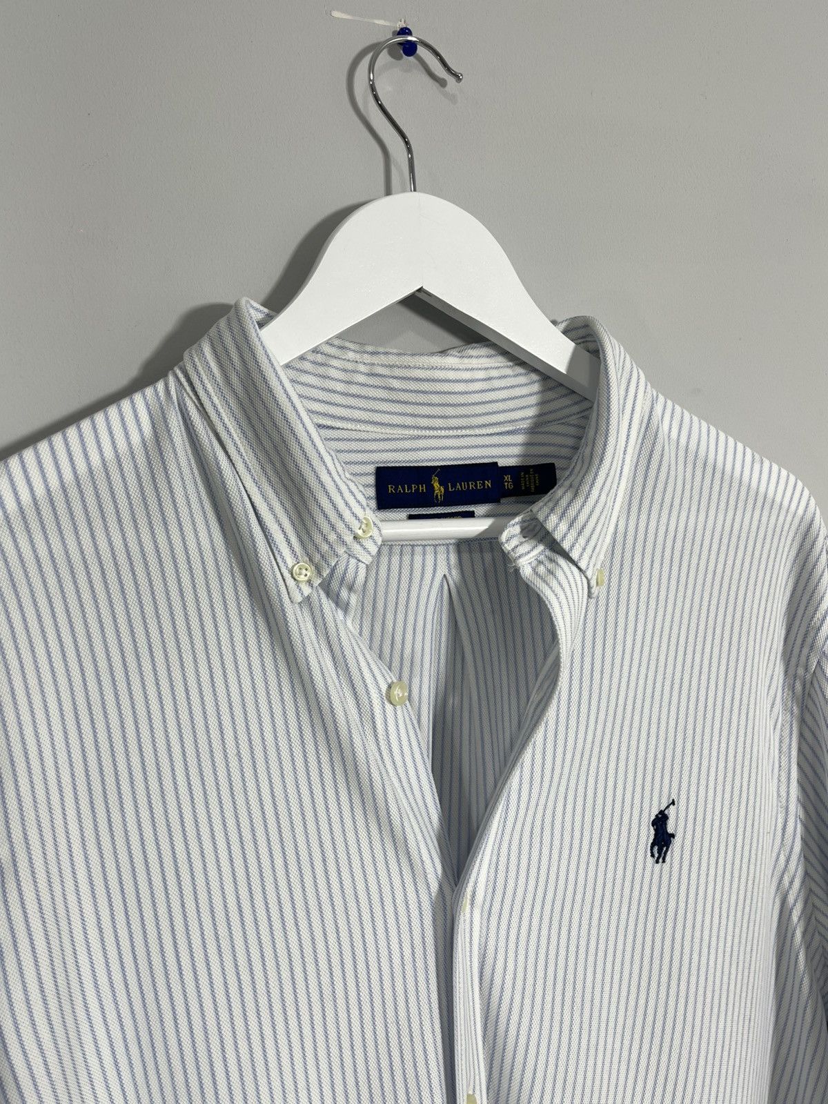 Polo Ralph Lauren Polo Ralph Lauren Knit Oxford White/Blue Striped Shirt Size US XL / EU 56 / 4 - 4 Thumbnail