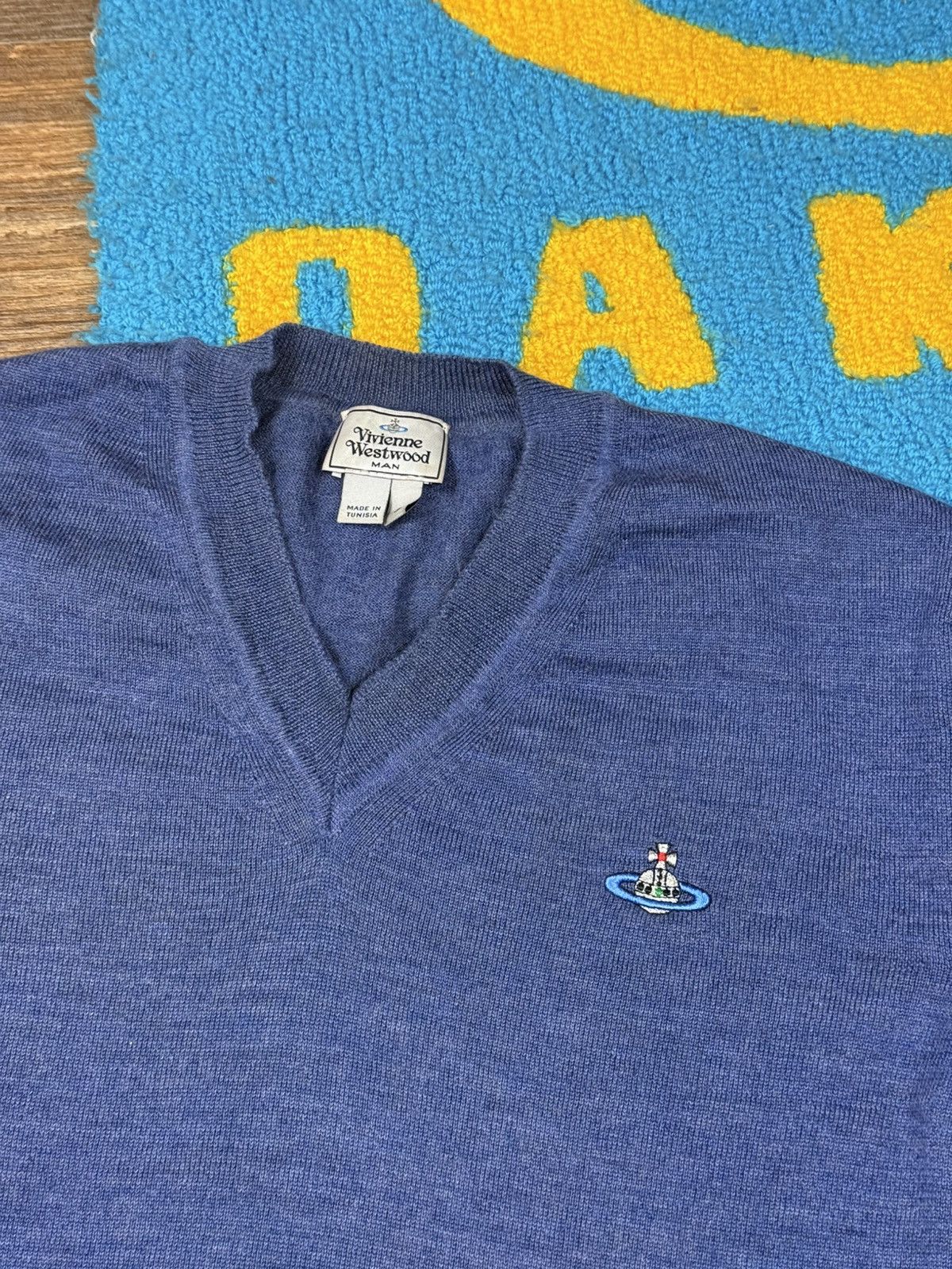 Vivienne Westwood Vivienne Westwood Blue Wool V Neck Sweater Size US S / EU 44-46 / 1 - 7 Thumbnail
