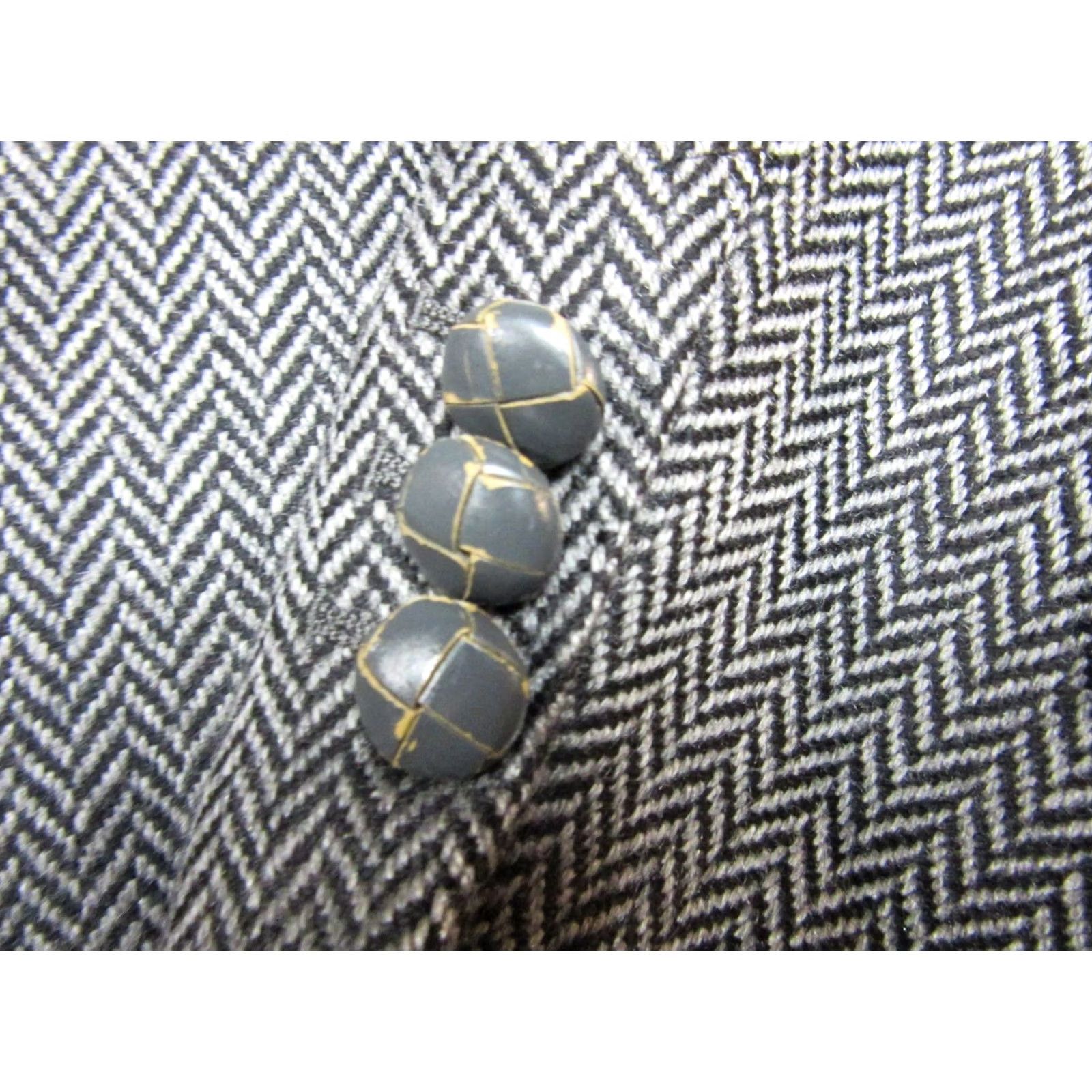 Vintage Giorgio Beverly Hills Sport Coat Blazer Mens 52 Gray Black Herringbone Cashmere Tweed Regular Single-Breasted Two-Button Notch Lapel Men Size 52R - 7 Thumbnail