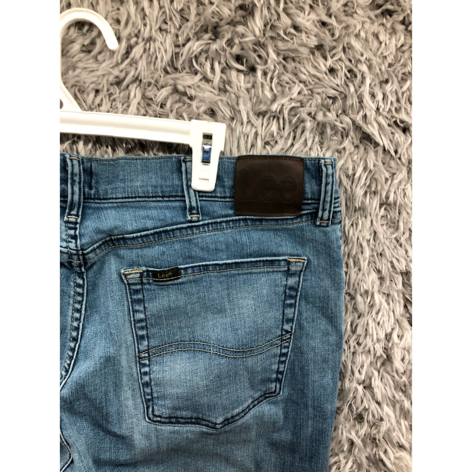 Lee Lee Jeans 36x29 Mens Mid Rise Straight Leg Dark Wash Blue Denim Jeans Belt Loops 5-Pocket Regular Fit Size US 36 / EU 52 - 6 Thumbnail