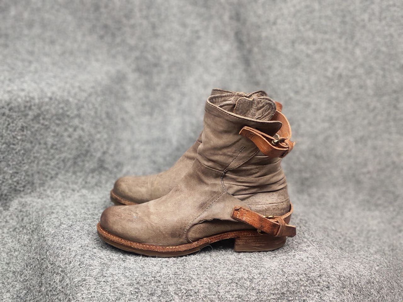 A.S.98 A.S.98 Design mummy Leather faded Ankle Zip Strap Boots Size US 9 / IT 39 - 10 Thumbnail