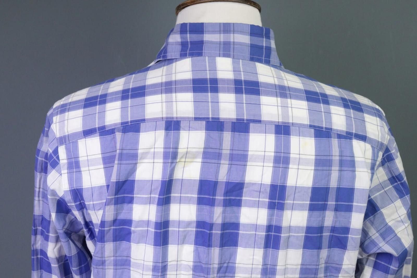 Designer Hackett London Slim Fit Blue Check Button Down Shirt Size L Size US L / EU 52-54 / 3 - 11 Thumbnail
