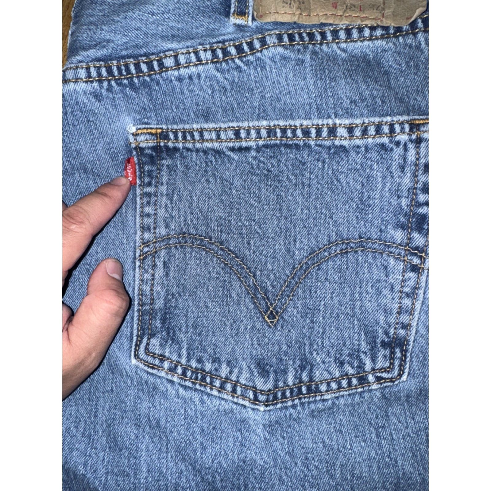 Levi's VINTAGE Levi’s 501 Jeans 36x33 Blue Distressed Button Fly Straight Leg Mens Size US 36 / EU 52 - 3 Thumbnail
