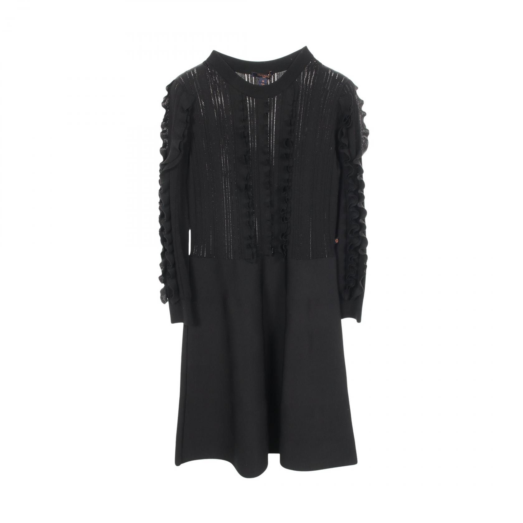 Louis Vuitton Louis Vuitton Louis Vuitton Frill One Piece Dress Textile Dresses FHKD06QQK DUTY FREE for USA Size ONE SIZE - 1 Thumbnail