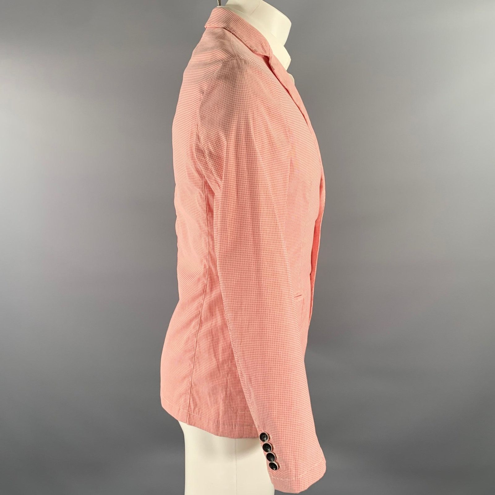 Armani Collezioni ARMANI COLLEZIONI 38 Red White Grid Cotton Blend Sport Coat Size 38R - 3 Thumbnail