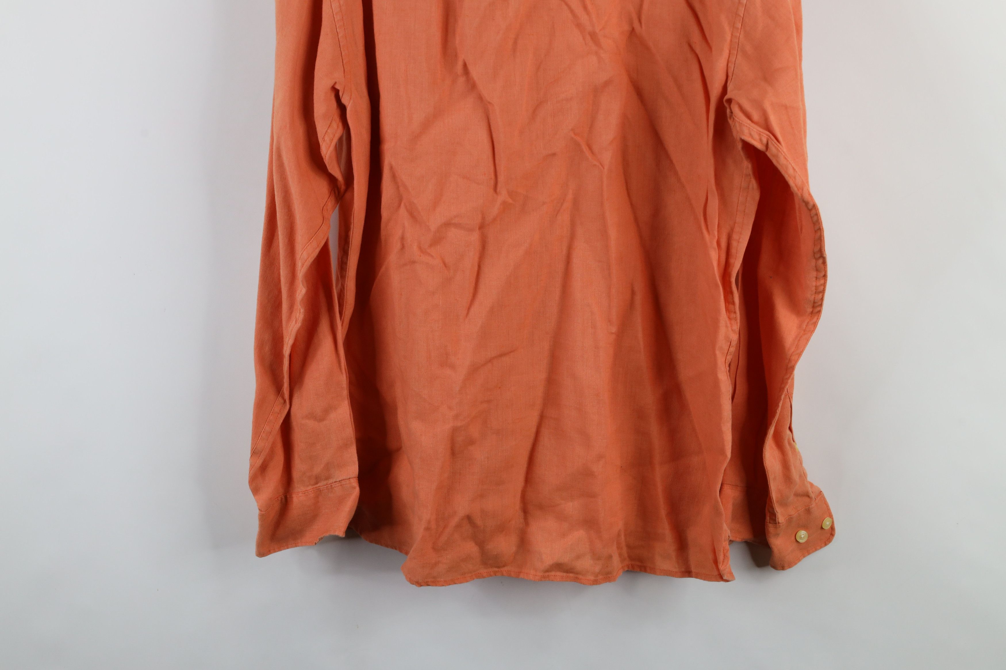 Gap × Vintage Vintage 90s Gap Faded Linen Collared Button Shirt Orange Size US M / EU 48-50 / 2 - 10 Thumbnail