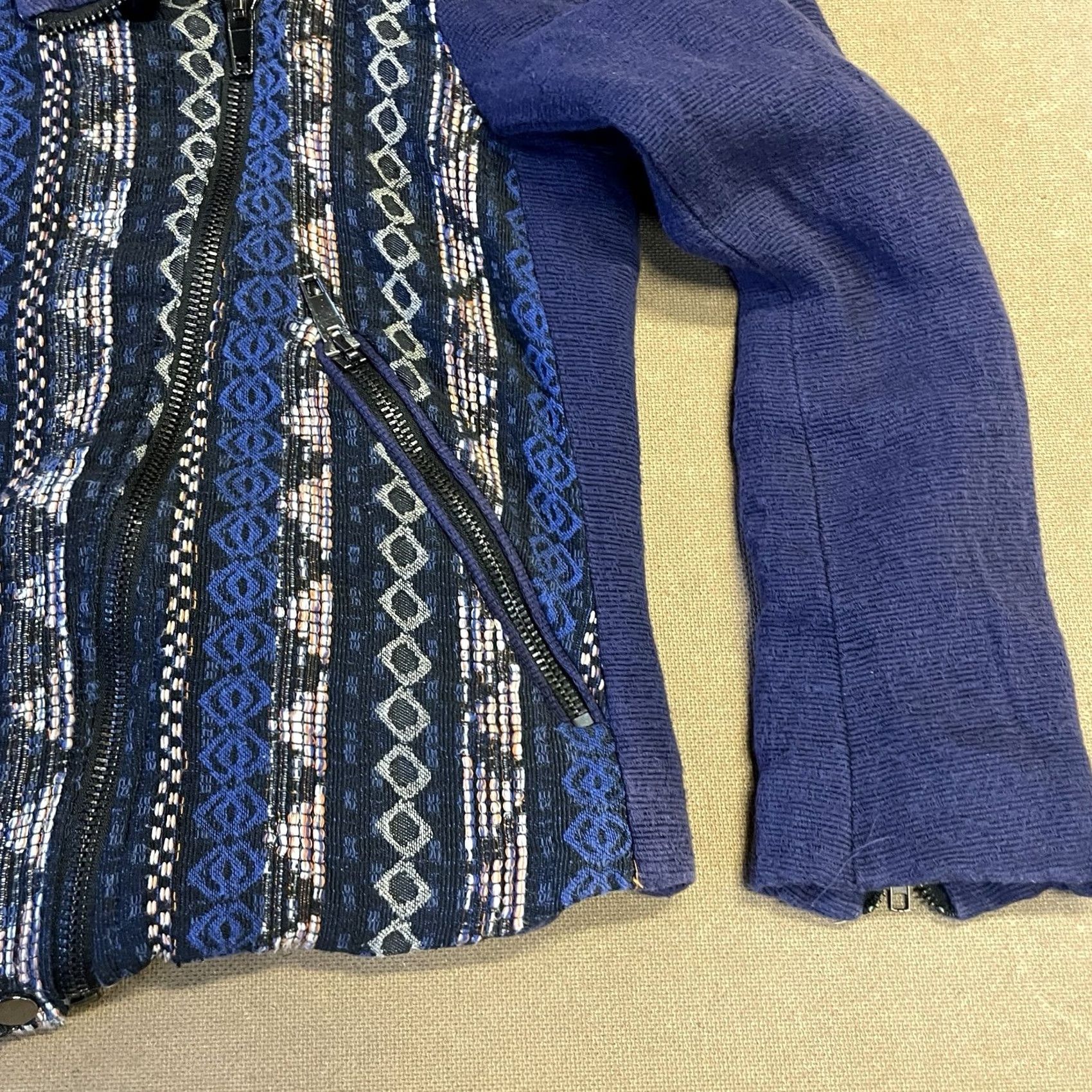 Zara Zara Basic Aztec Jacket Womens Large Blue Full Zip Button Southwestern Ladies Size L / US 10 / IT 46 - 7 Thumbnail