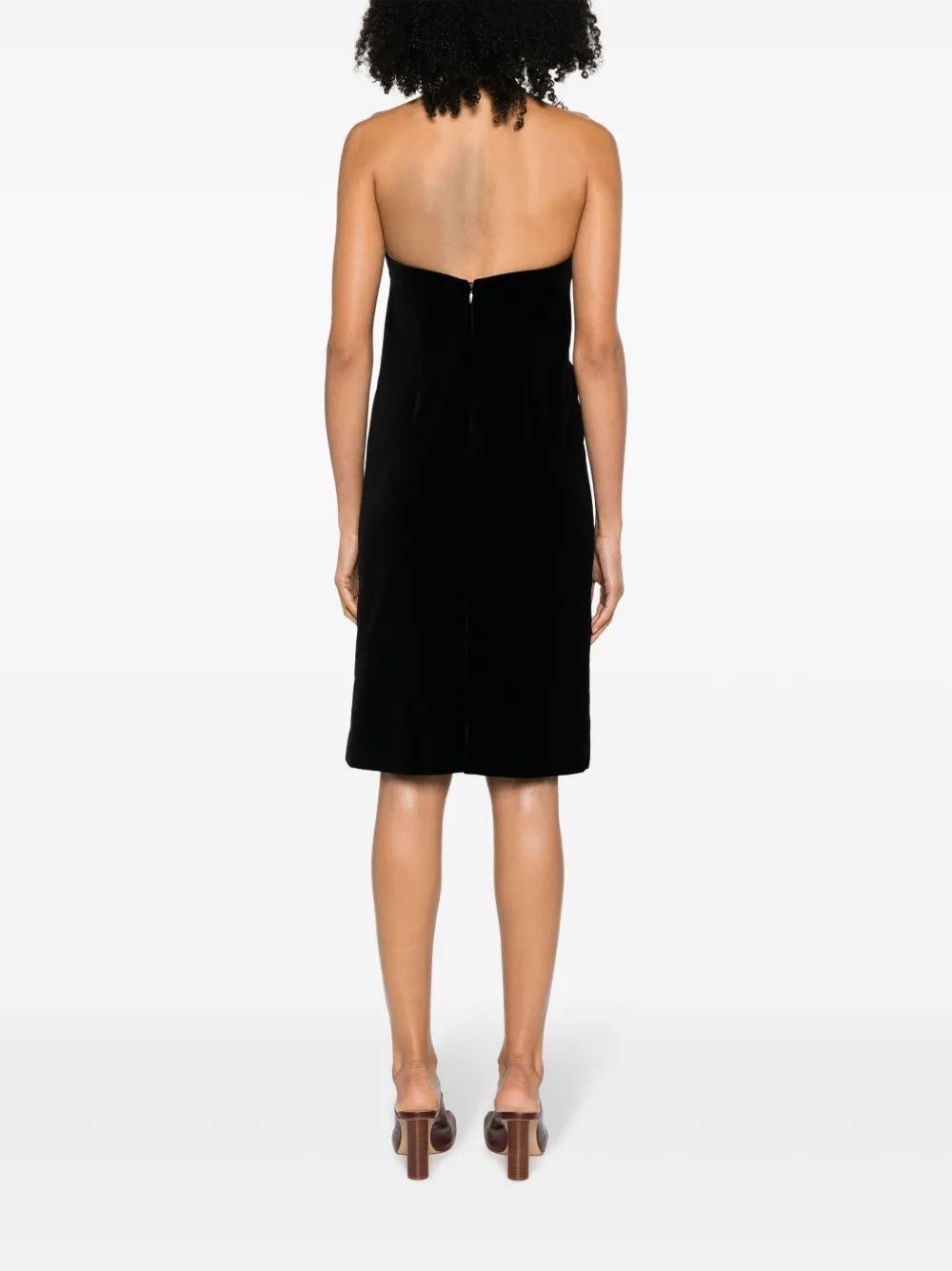 Loewe o1y1025 Velvet Midi Dress in Black Size S / US 4 / IT 40 - 4 Thumbnail