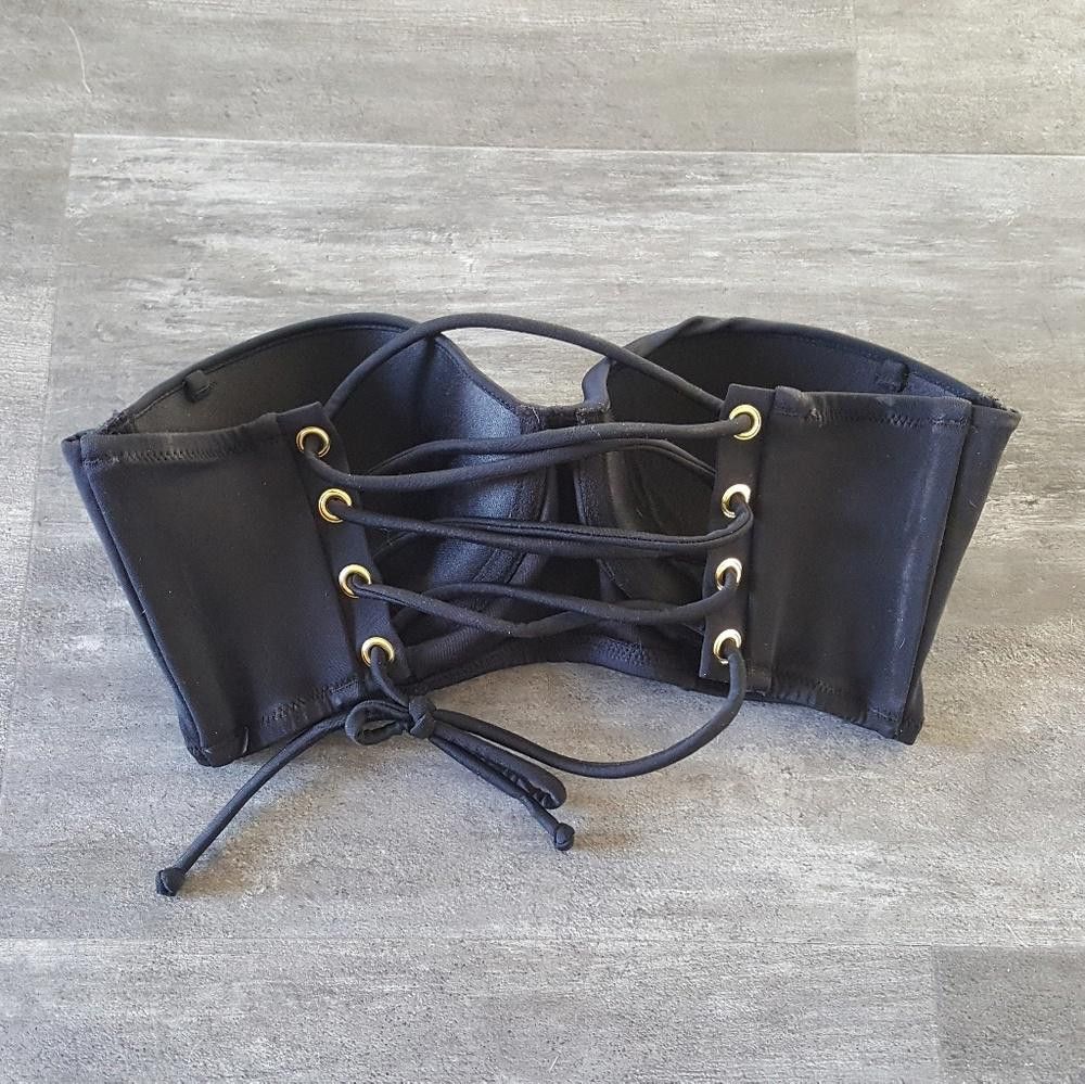 Designer Black VS Corset Bikini Top Size ONE SIZE - 2 Thumbnail