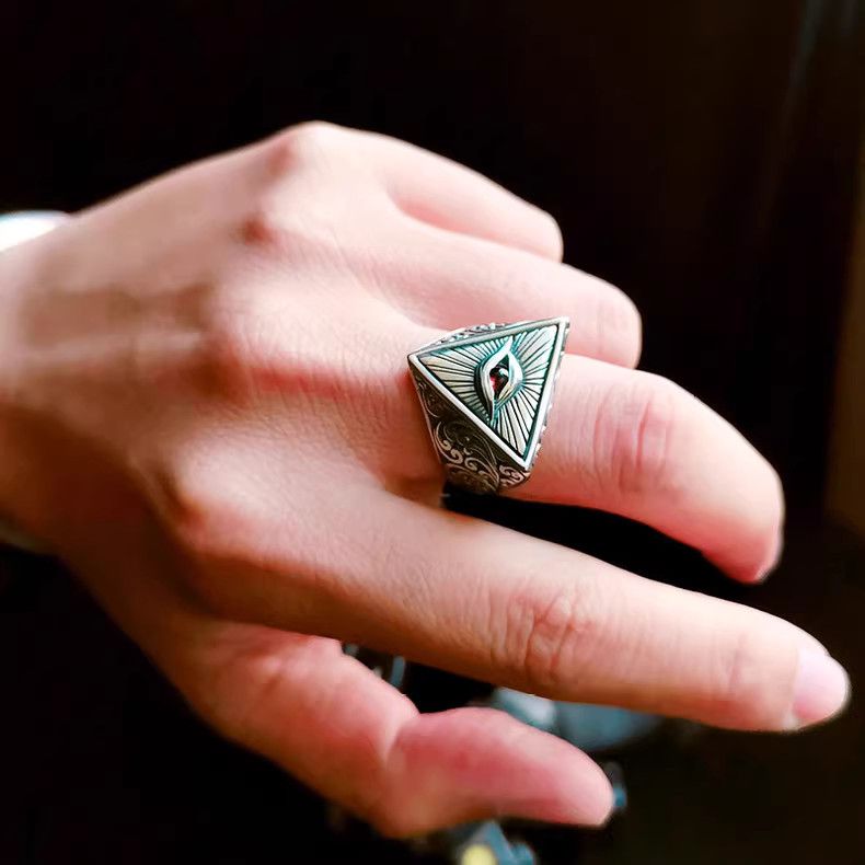 VIBE Chrome All-seeing Eye Silver Ring Vintage Rings🔥🔥🔥 Size ONE SIZE - 3 Thumbnail