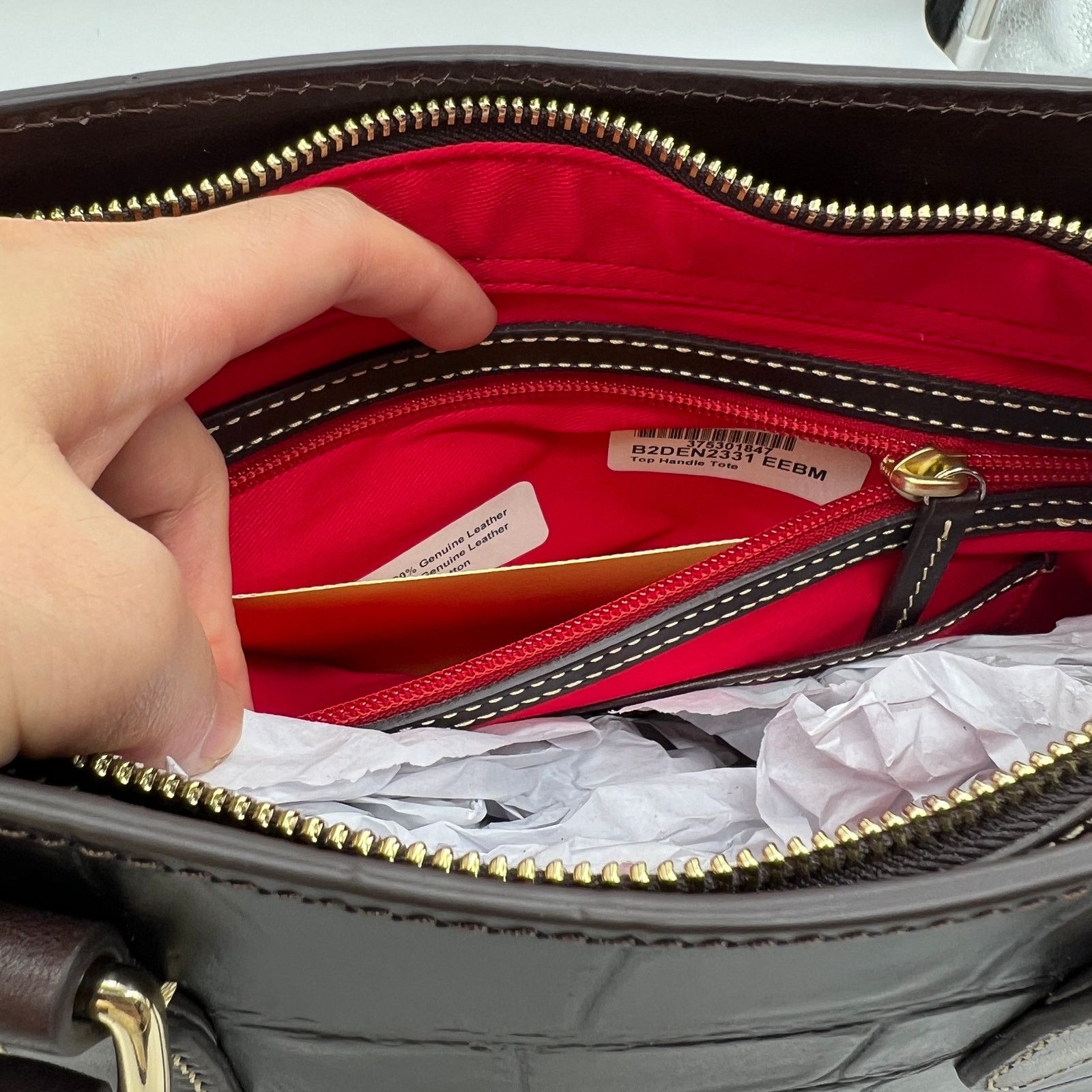 Dooney & Bourke Dooney & Bourke Denison Croco Top Handle Tote Espresso Size ONE SIZE - 15 Thumbnail