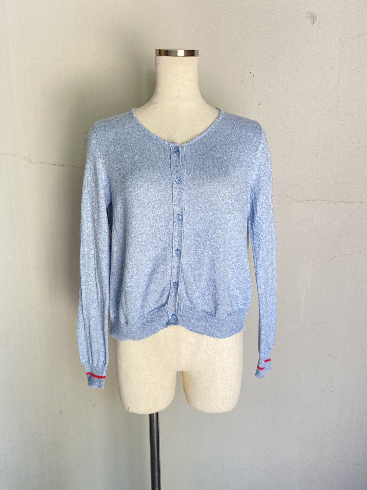 Japanese Brand 1% Percent Layered Light Blue Cardigan Size XS / US 0-2 / IT 36-38 - 7 Thumbnail