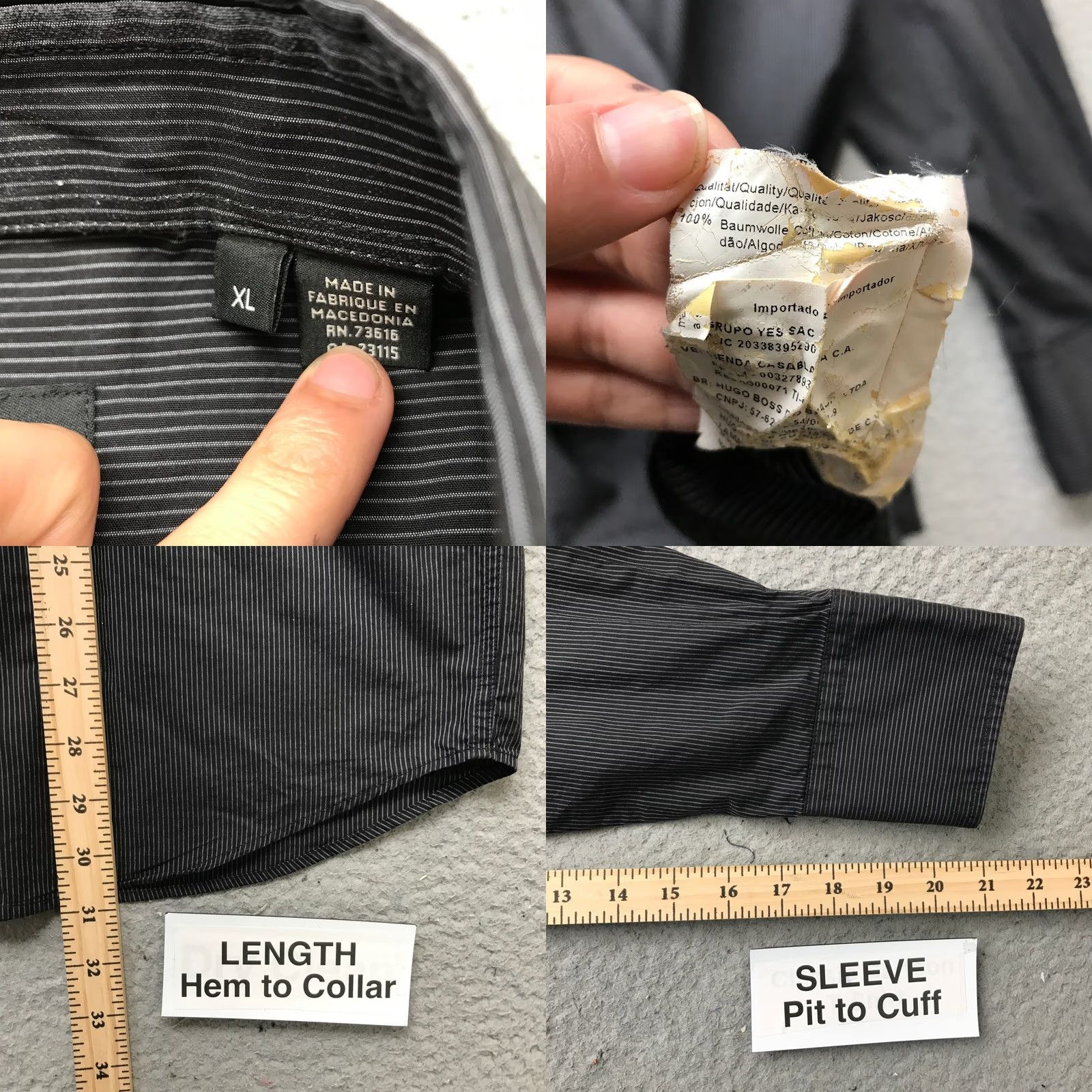 Hugo Boss HUGO BOSS Button-Up Shirt Mens XL Long Sleeve Pinstripe Black / Casual, Business, Travel / City Accent Button-Up Shirt Mens XL Black Size 46R - 8 Thumbnail