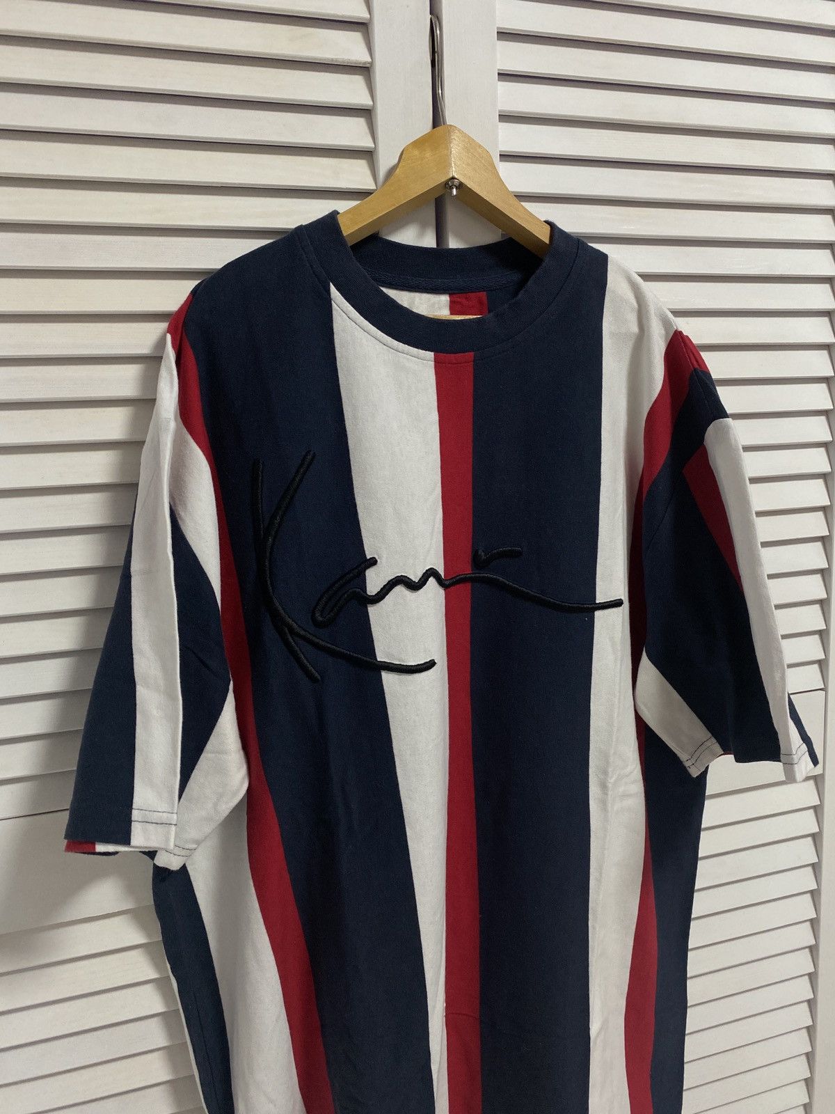 Karl Kani × Vintage 🥰 Karl Kani T Shirt Big Logo Striped Baggy Y2K 90s Size US M / EU 48-50 / 2 - 2 Thumbnail
