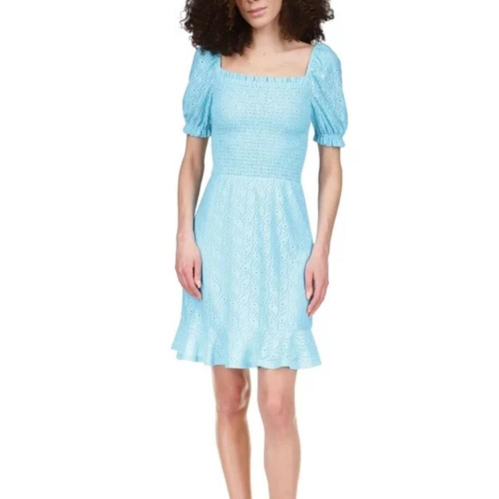 Michael Kors Michael Kors l NWT Turquoise Smocked Eyelet Dress Medium Size M / US 6-8 / IT 42-44 - 1 Thumbnail