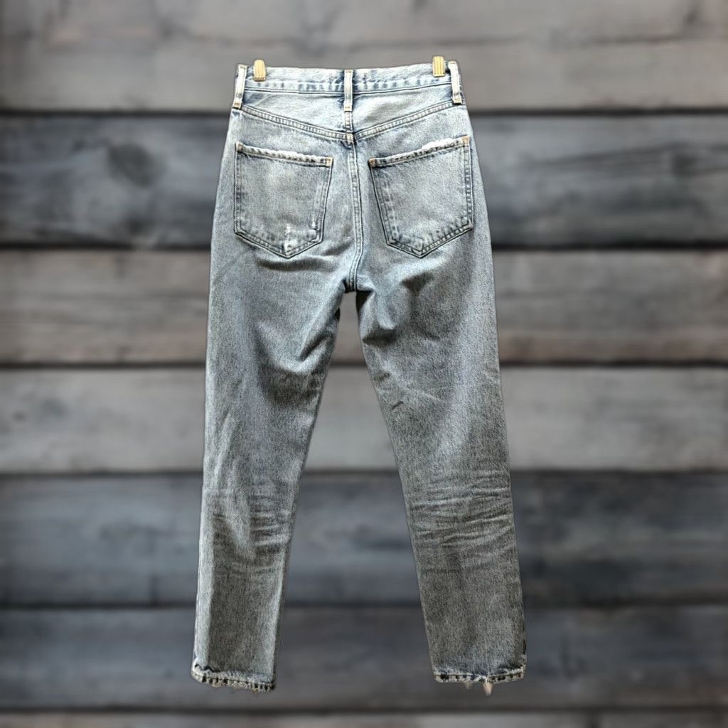 Agolde AGOLDE Riley High Rise Straight Crop Jean Womens 23 Escalate Light Wash Ripped Jeans Denim 5-Pocket Womens Size 40" / US 18 - 1 Thumbnail