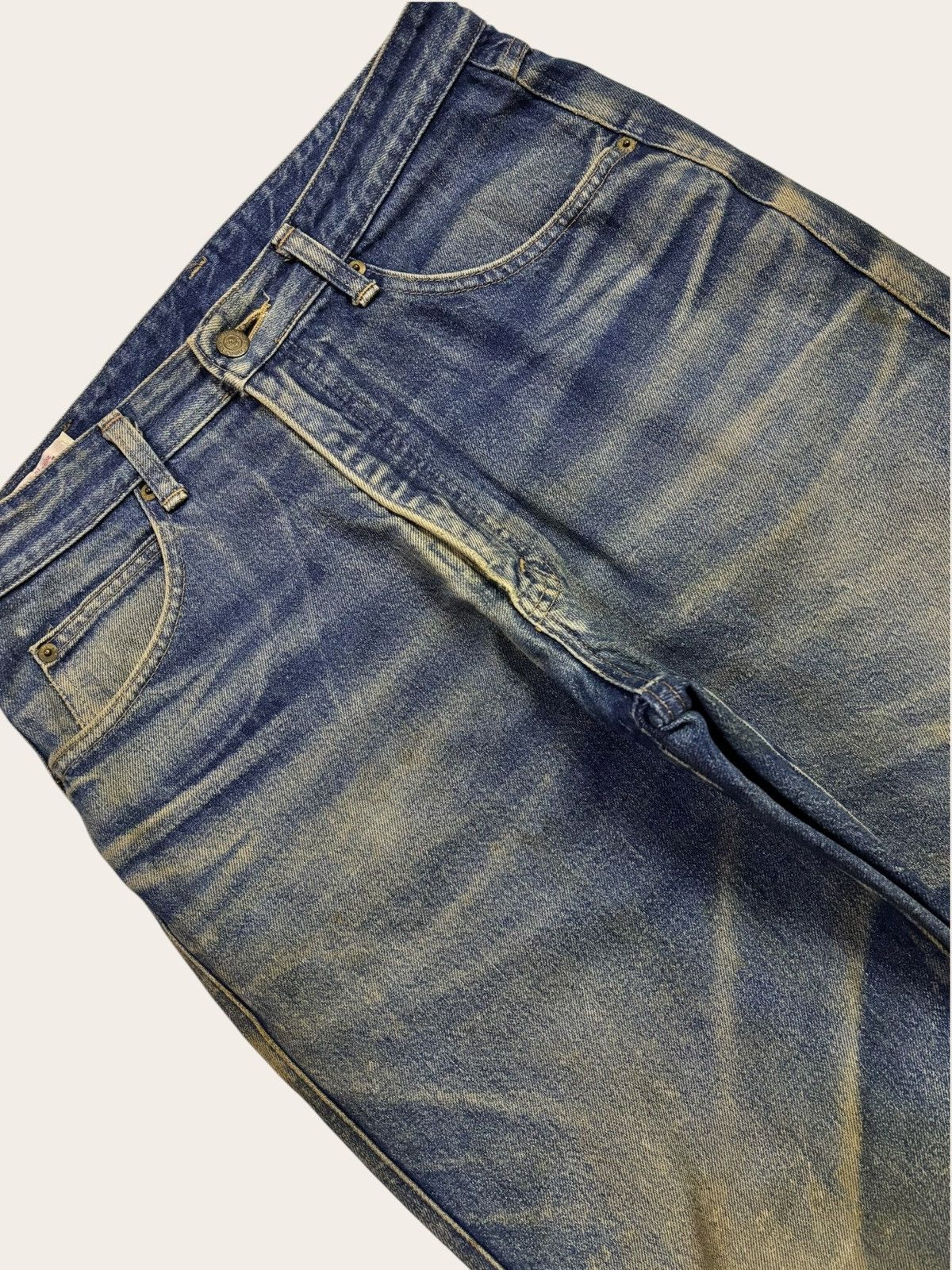 Junya Watanabe Vtg Japan Bobson Heavy Yellow Rusty Washed Distress Jeans Size US 34 / EU 50 - 3 Thumbnail