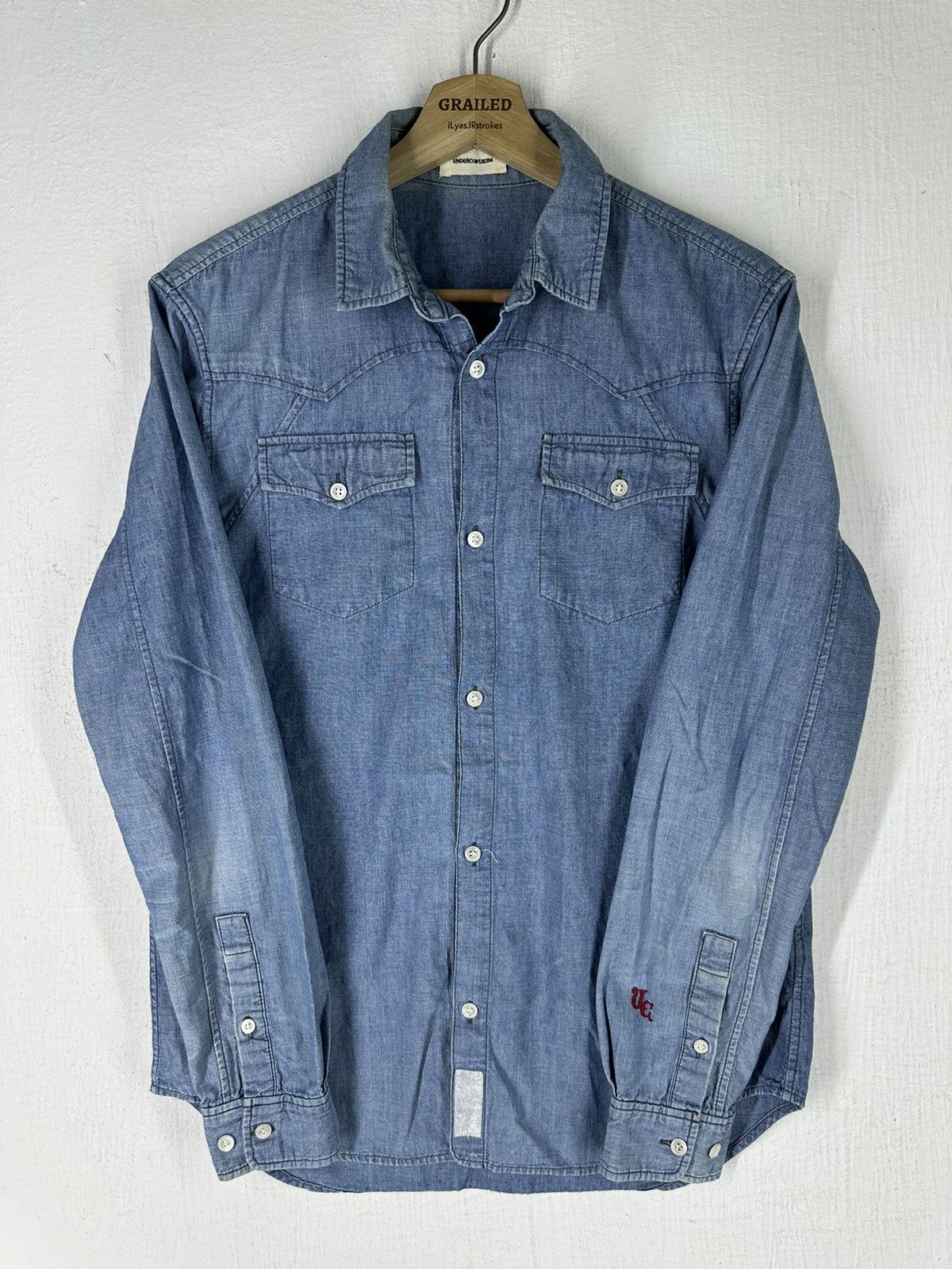 Undercover Vintage Undercoverism Denim Long Sleeve Collar Tee Size US S / EU 44-46 / 1 - 1 Thumbnail