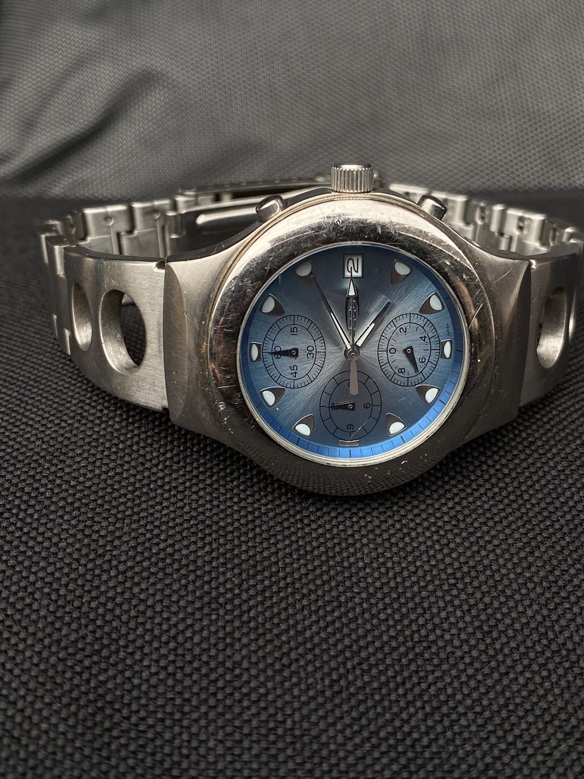 Japanese Brand × Vintage Sporty Chronograph Watch with Blue Dial, Japanese Brand Size ONE SIZE - 8 Thumbnail