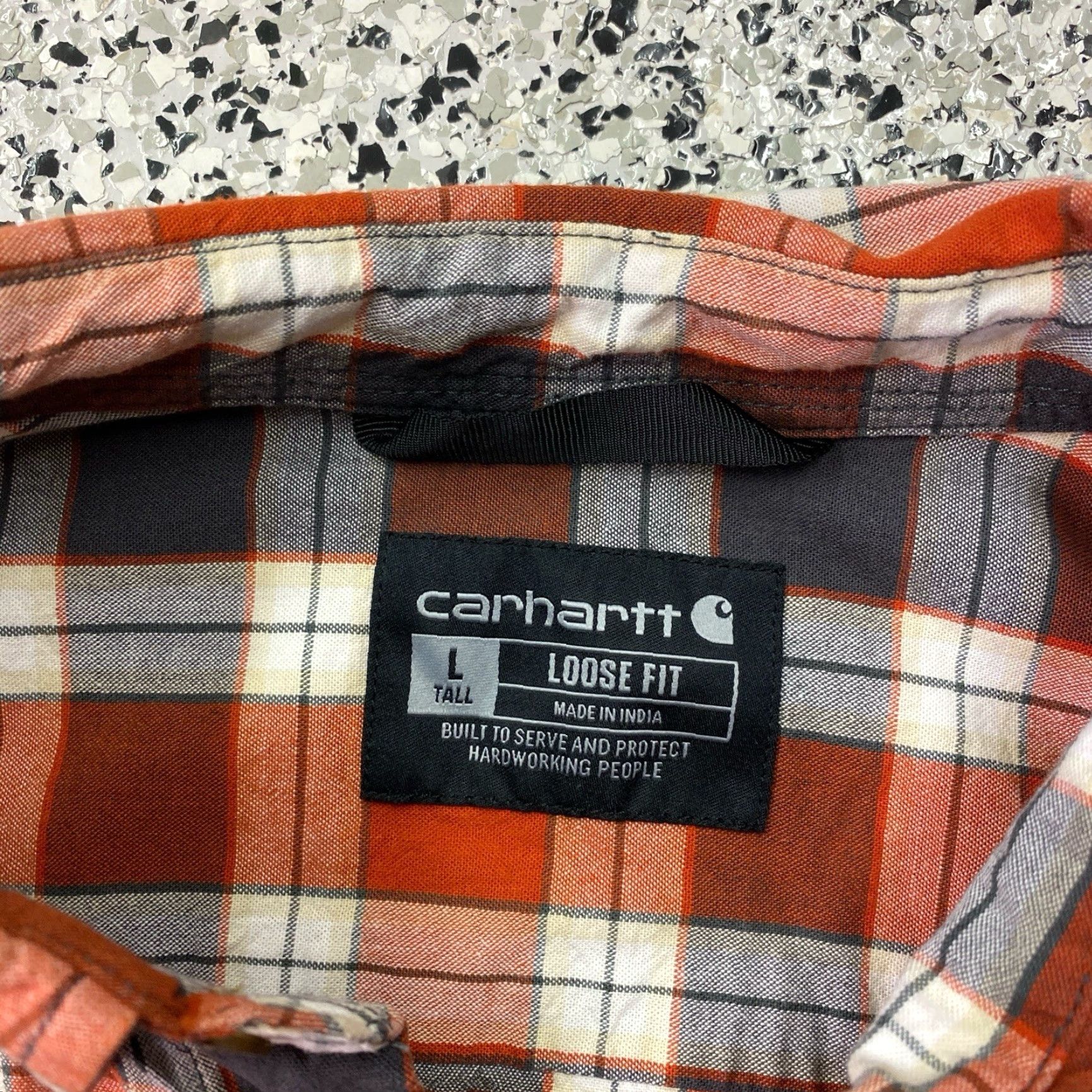 Carhartt Carhartt Shirt Mens Large Tall Orange Gray Plaid Button Up Loose Fit Workwear Size US L / EU 52-54 / 3 - 2 Thumbnail