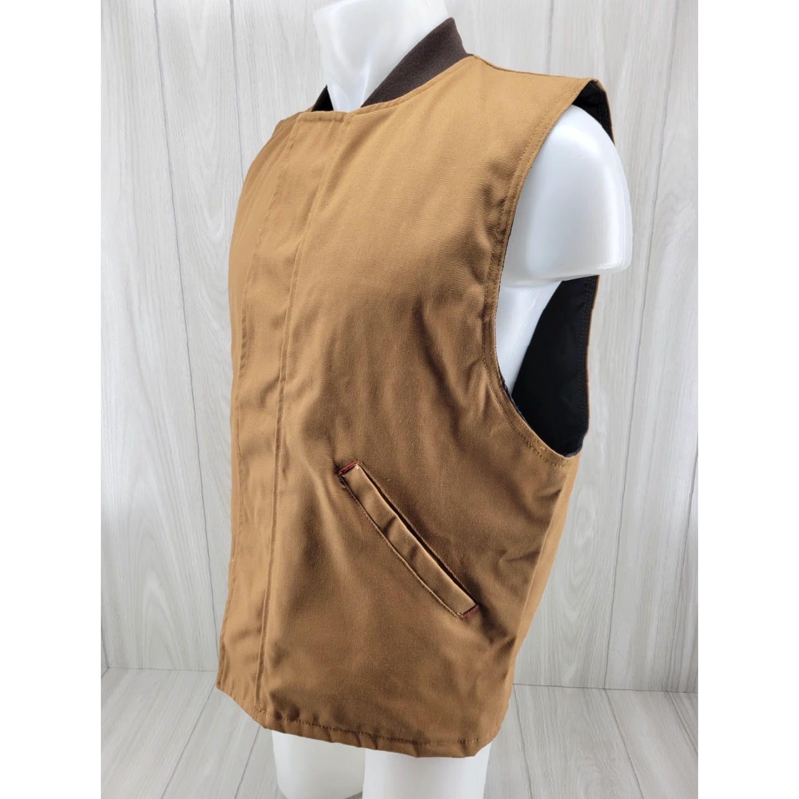 Red Kap VINTAGE Red Kap Men's Vest Canvas Tan Brown Quilted Snap Size US M / EU 48-50 / 2 - 2 Thumbnail